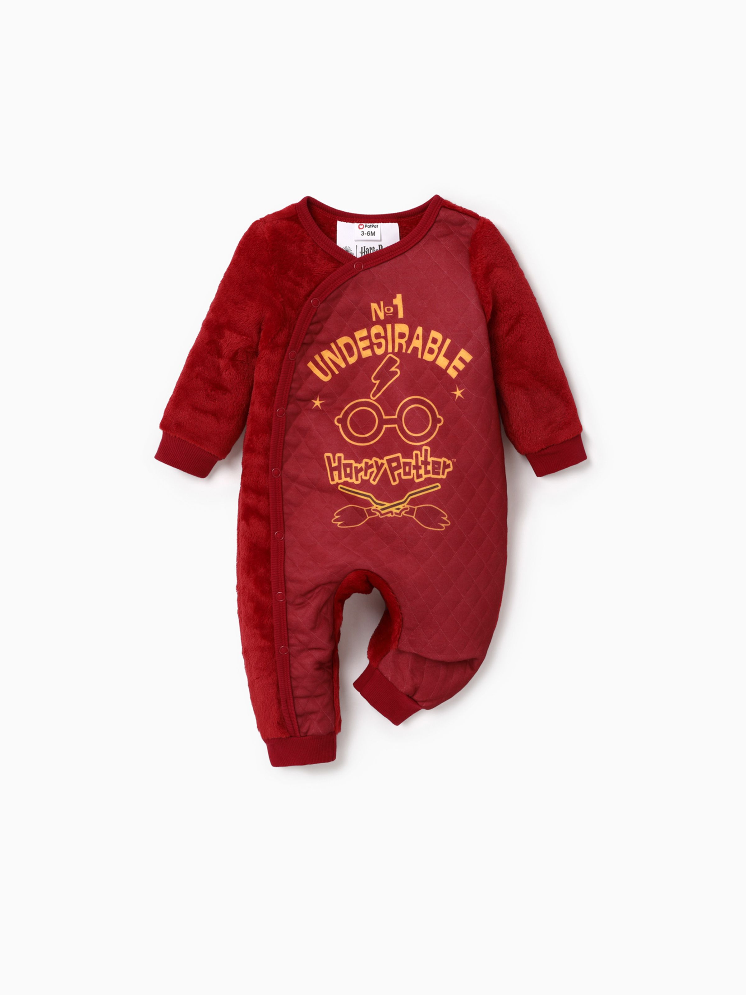 

Harry Potter Baby Boy Material Patchwork Large Pattern Plush Long-sleeved Jumpsuit