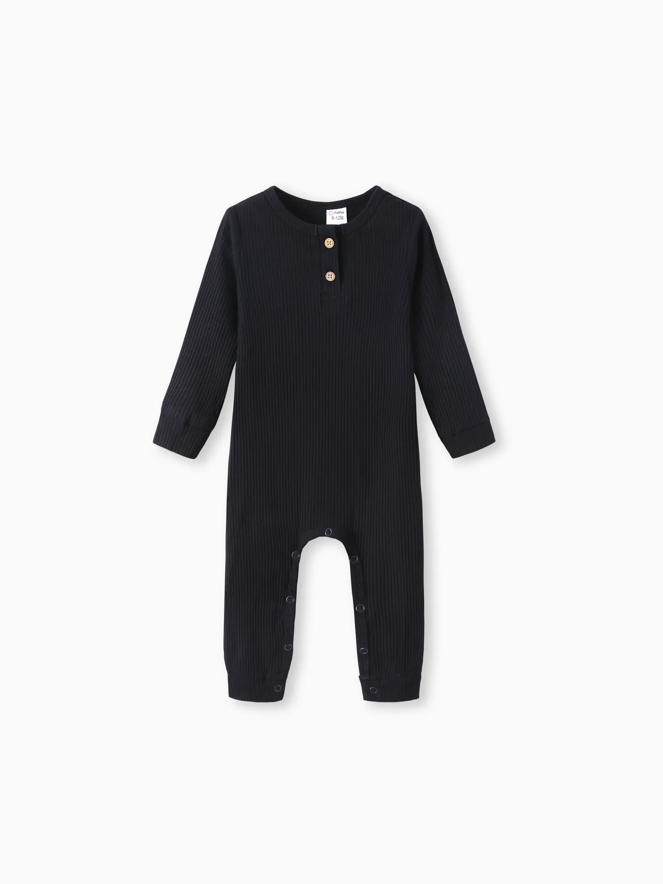 Baby Boy/Girl Cotton Ribbed Button Up Jumpsuit