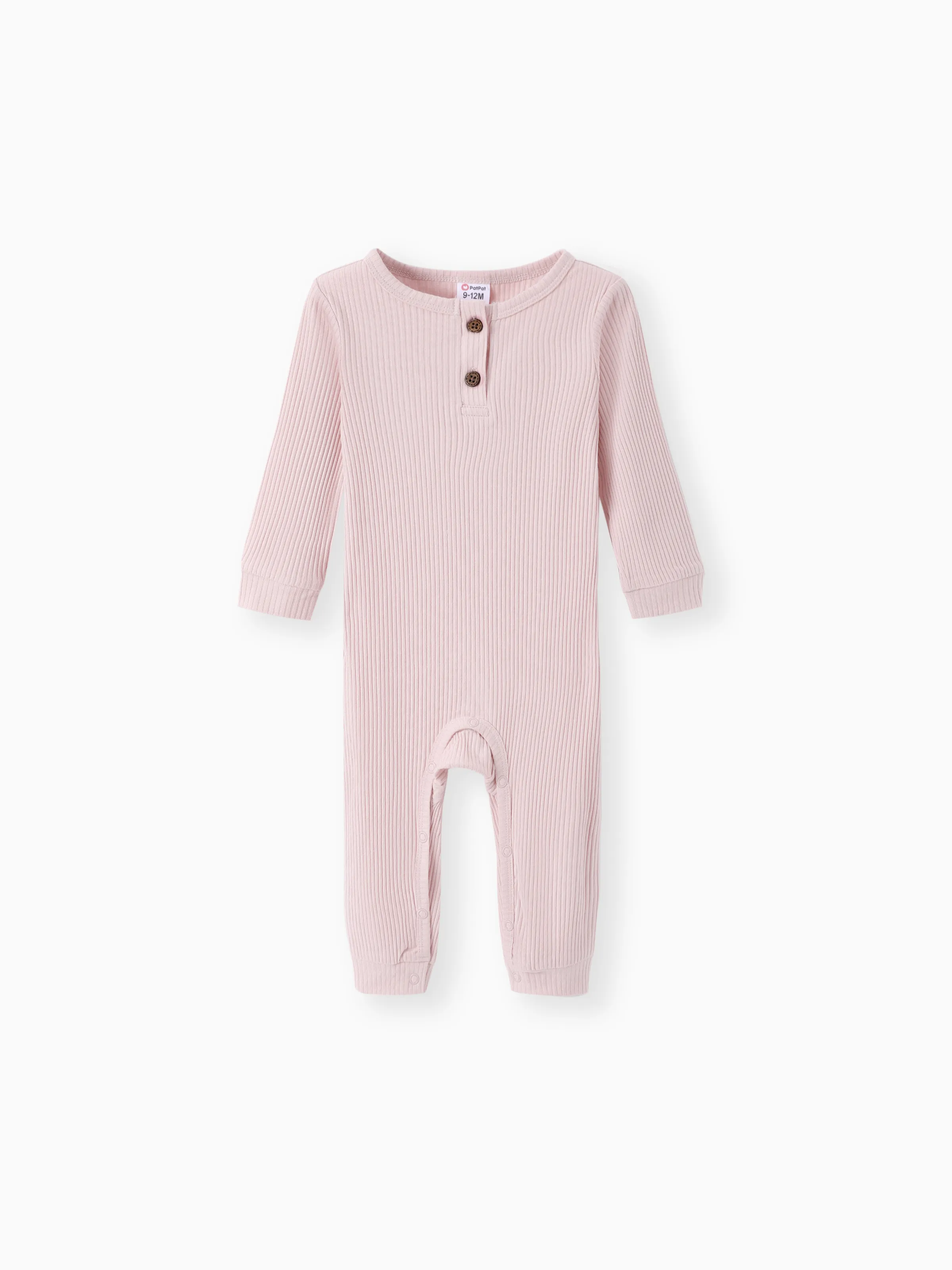 Baby Boy/Girl Cotton Ribbed Button Up Jumpsuit