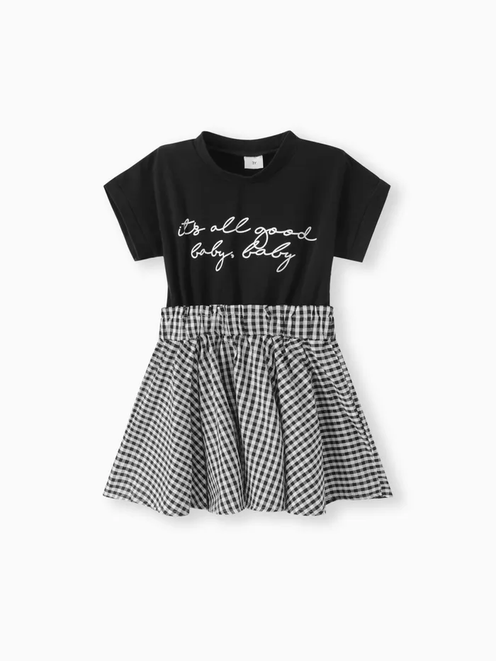 Toddler Girl Letter Plaid Dress