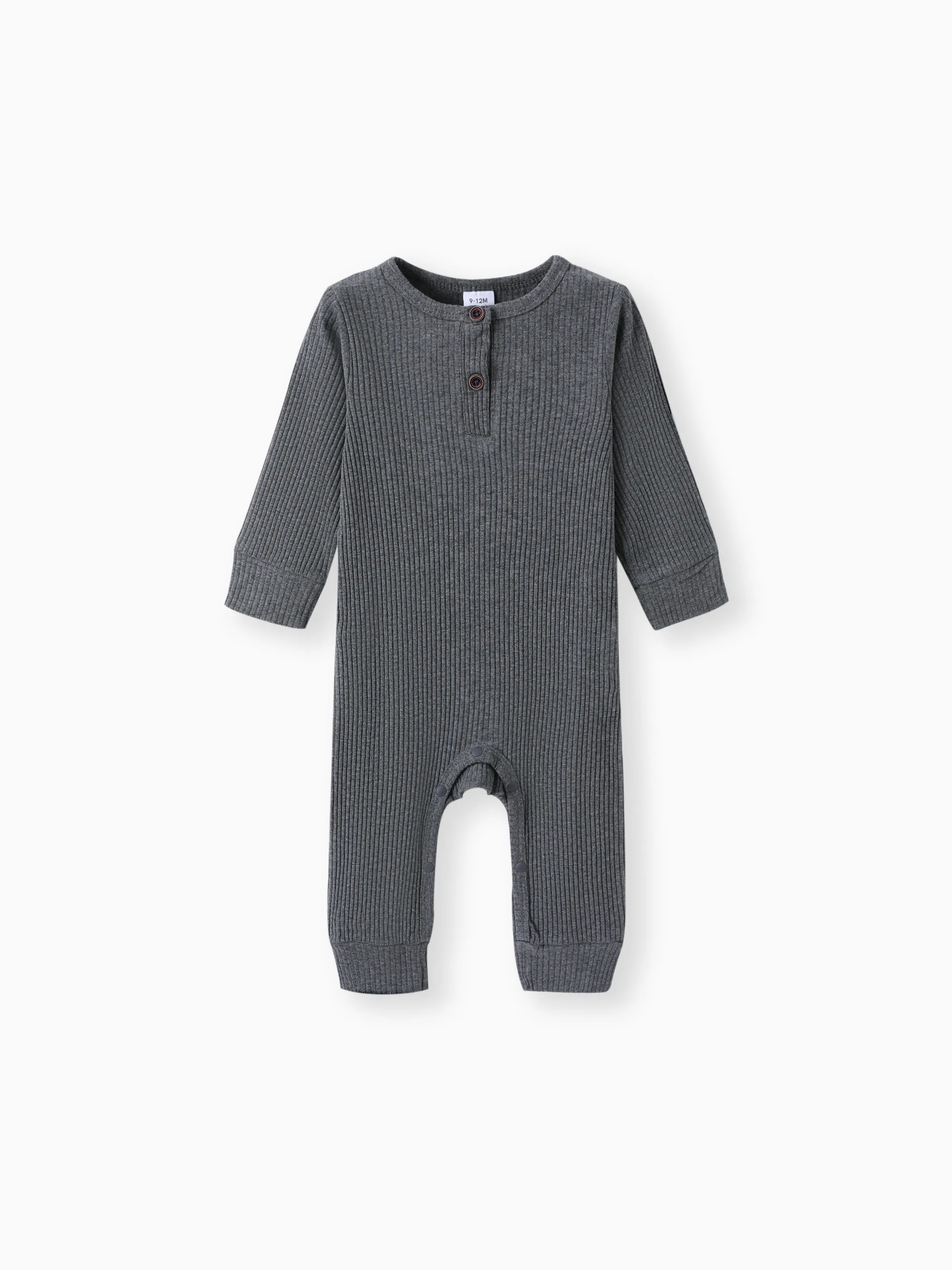 

Baby Boy Cotton Ribbed Button Up Jumpsuit