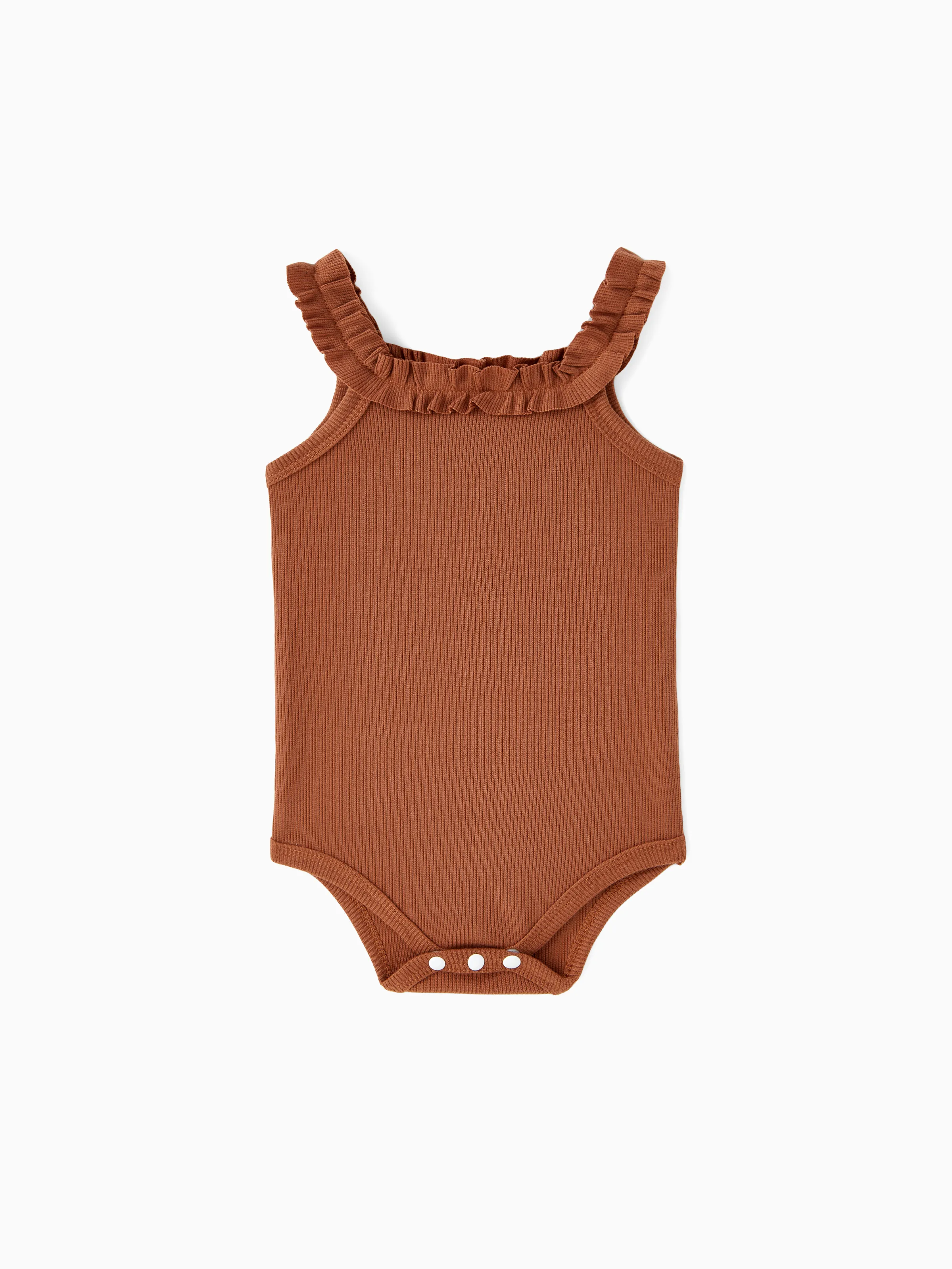 

A Cute Sleeveless Romper with Agaric Edge for Baby Girl, in Polyester-Cotton-Spandex Fabric