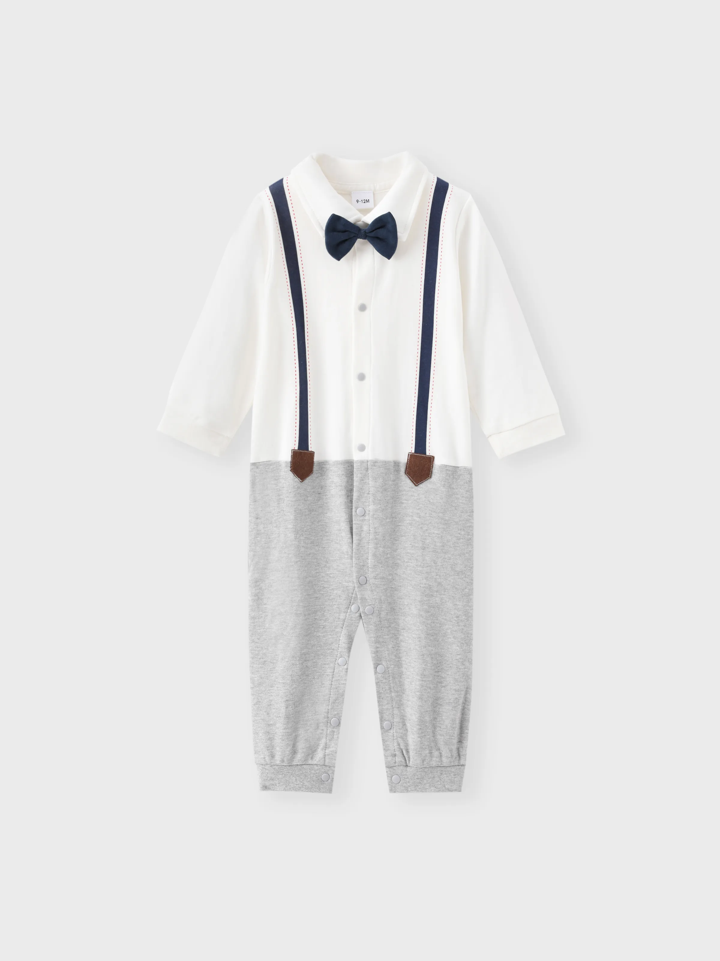 

Baby Boy 95% Cotton Faux Layering Bow Tie Jumpsuit