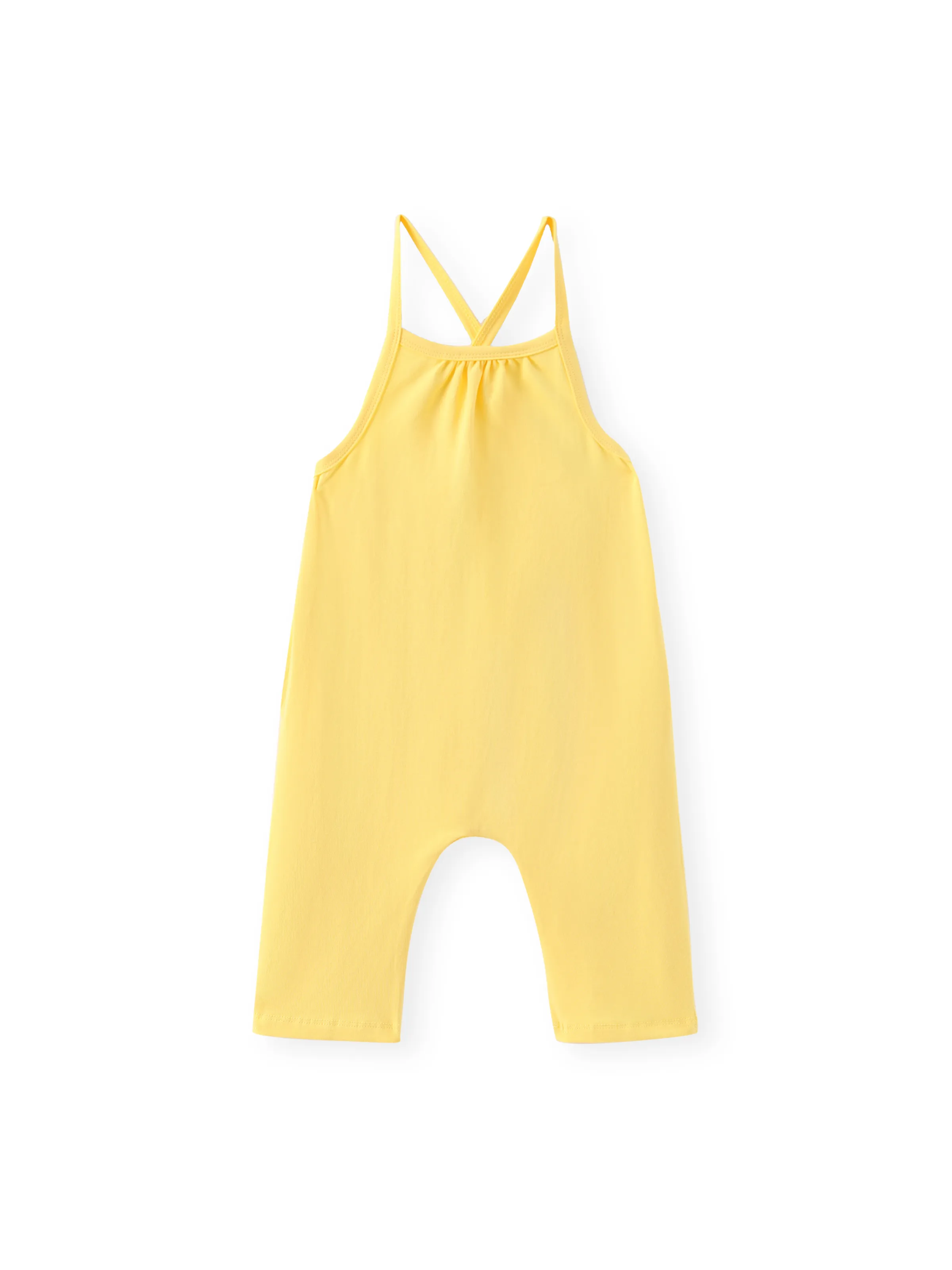 

Toddler Girl Solid Color Cotton Sleeveless Jumpsuit