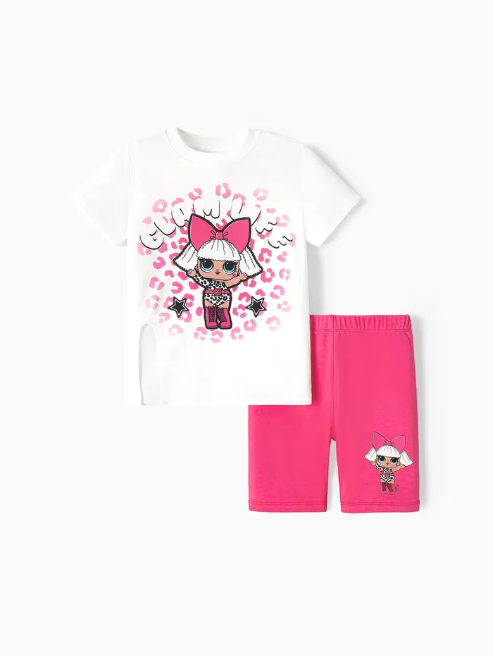 lol. surpresa! Conjunto de camiseta e shorts de algodão com estampa de personagem para criança/criança menina/menino