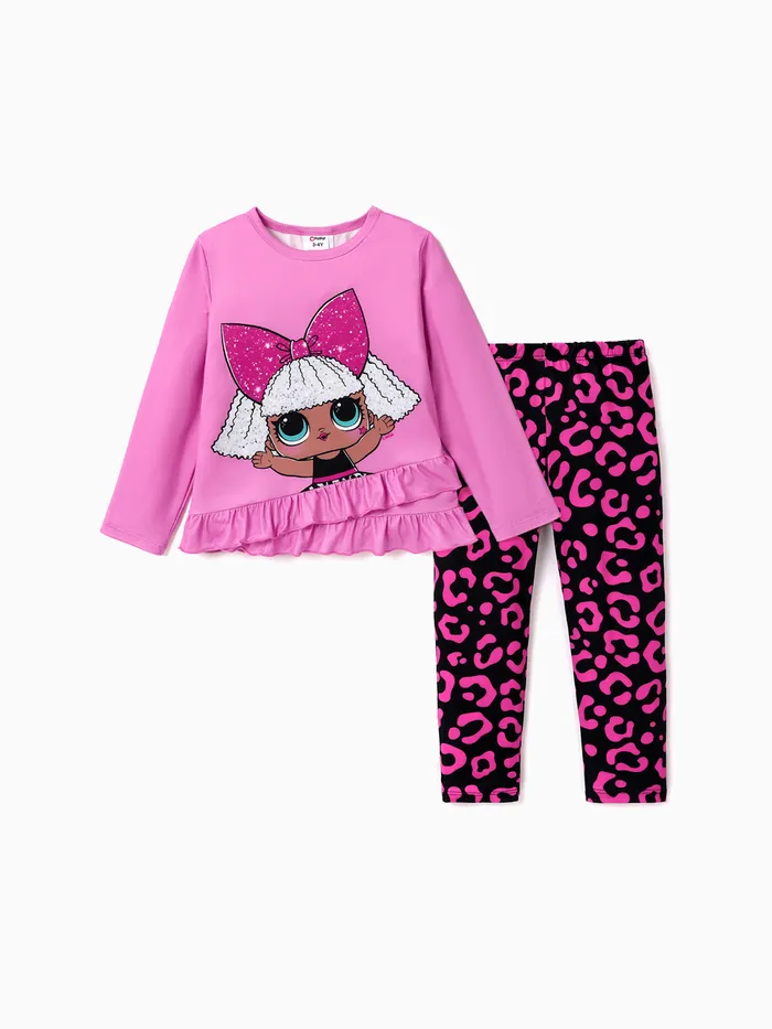L.O.L. SURPRISE! 2pcs Toddler Girl Character Print Tee and Polka Dots Leggings Set