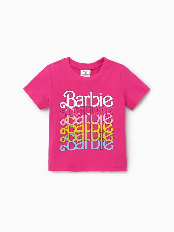 芭比娃娃 1 件幼兒/兒童女孩字母 T 恤
