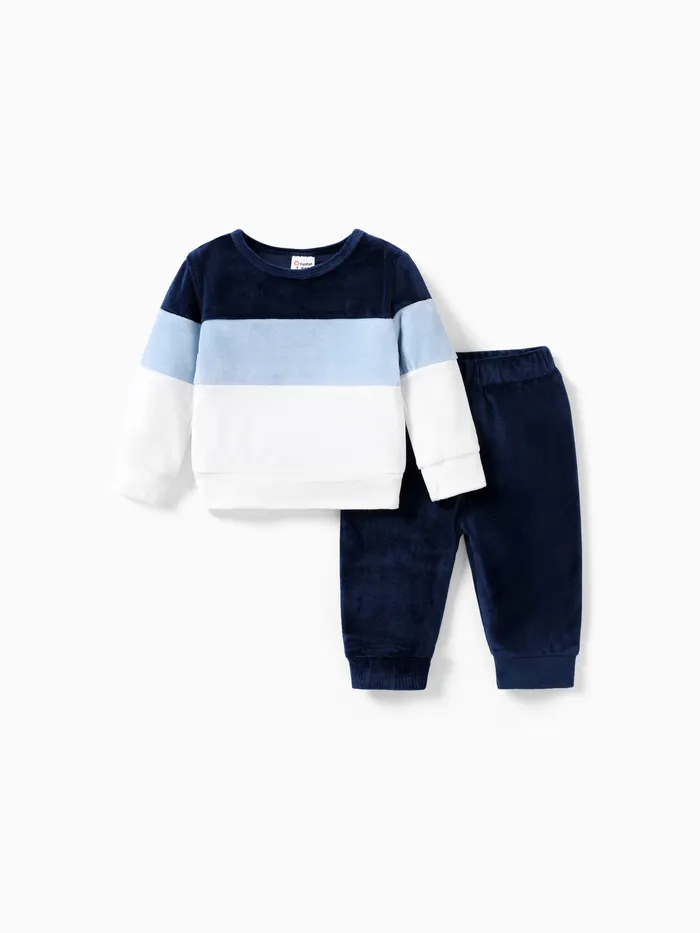 2PCS Baby Boy Solid Color Avant-garde Long Sleeve Set