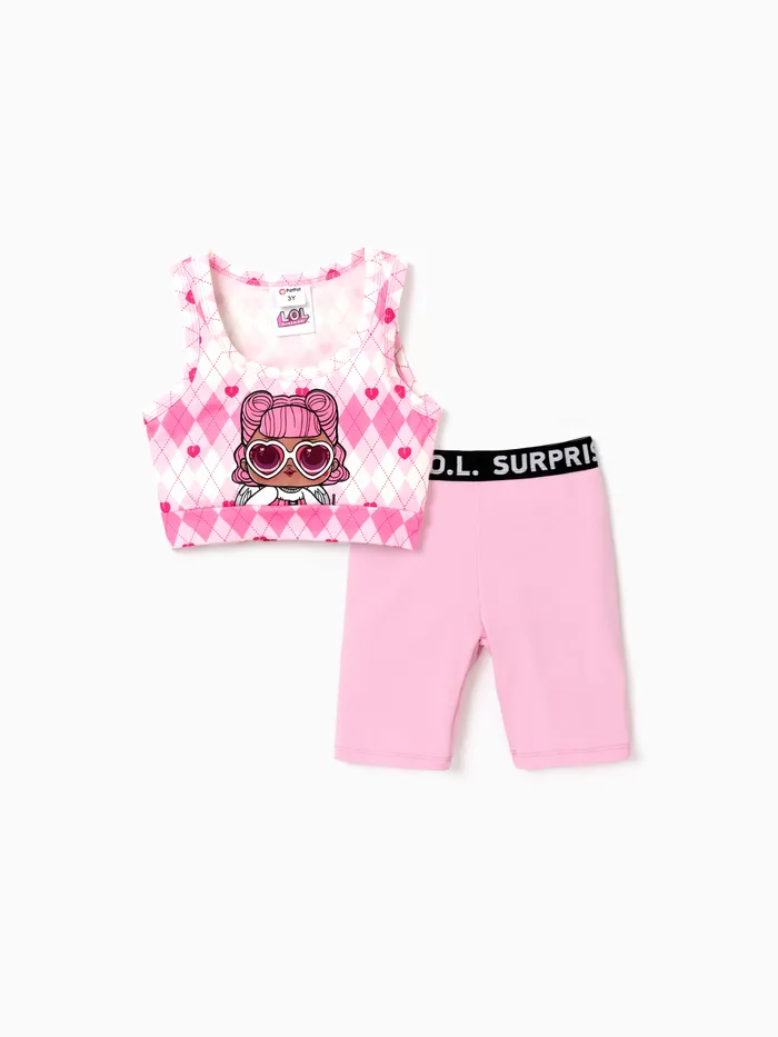 L.O.L. SURPRISE! toddler Girl Graphic Print Cropped Top and Tight Cycling Pants Set