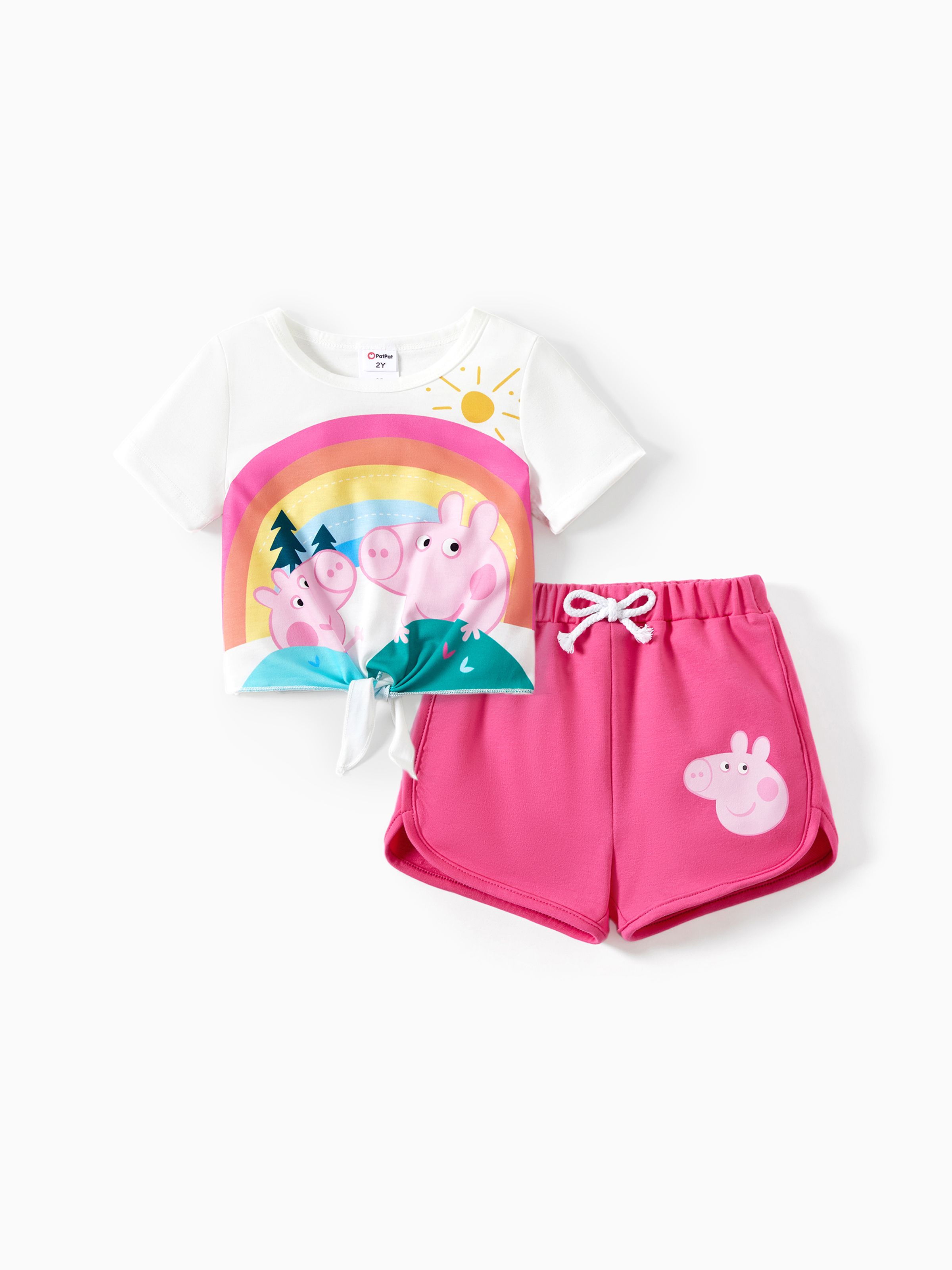 

Peppa Pig Toddler Girl 2pcs Rainbow/Fruit/Stripe Print Set