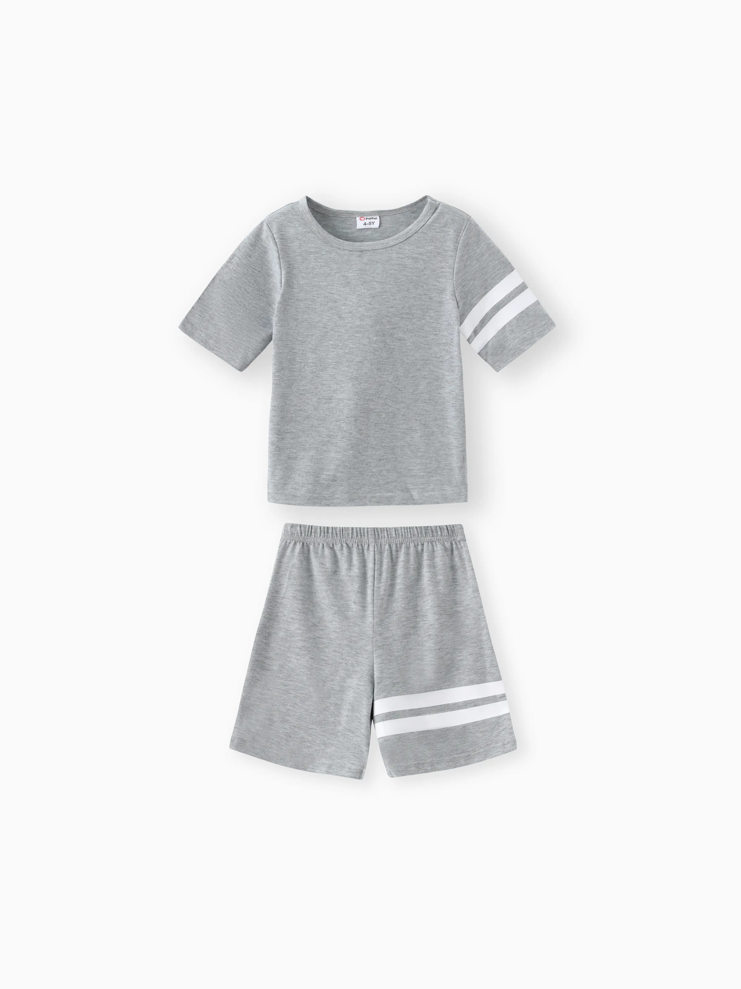 Ensemble Décontracté 2 Pièces T-shirt Rayé à Manches Courtes Et Short élastiqué Pour Enfant Garçon