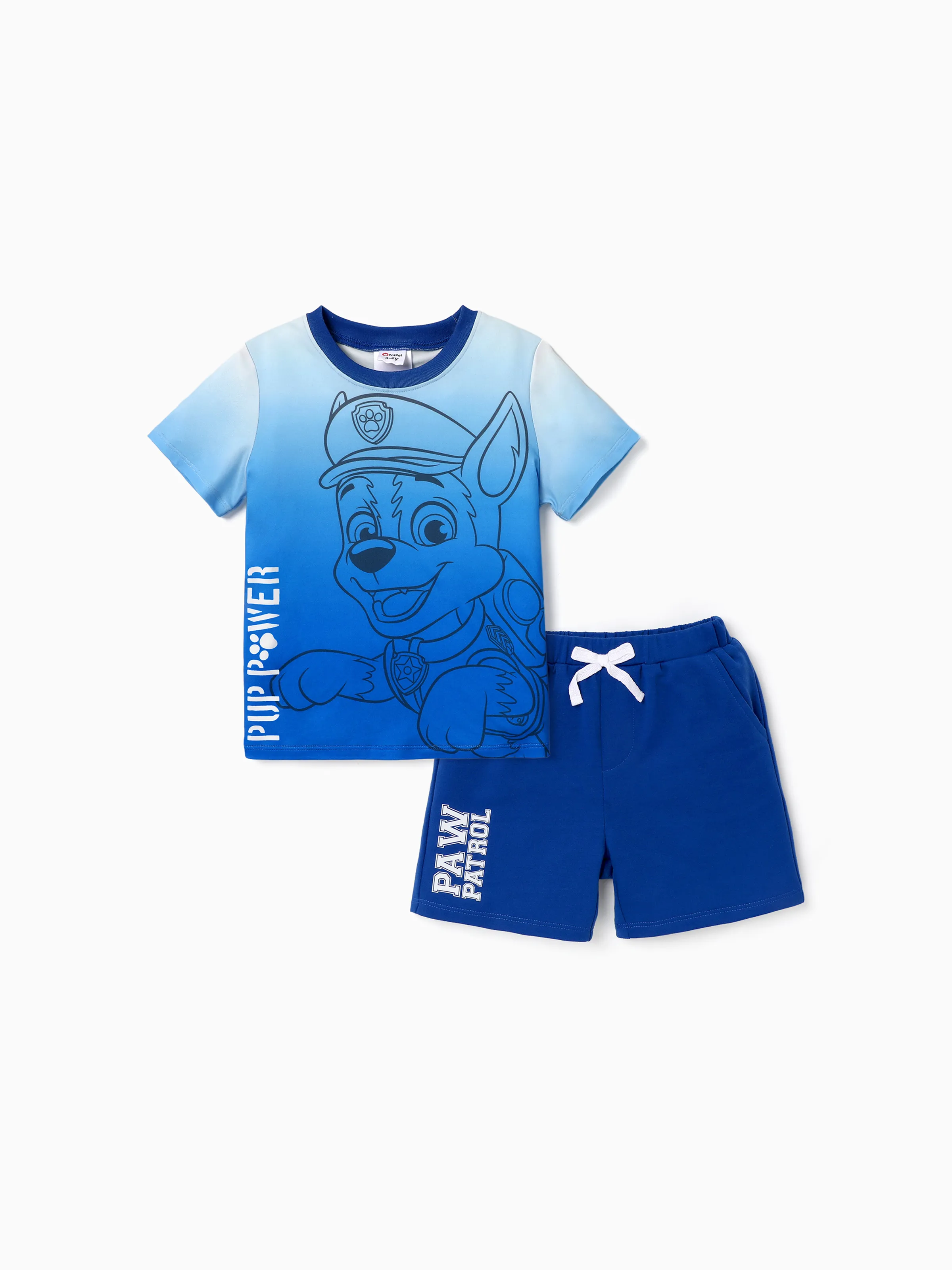 

Paw Patrol 2pcs Toddler Boys Character Gradient Print with Striped Shorts Sporty Set