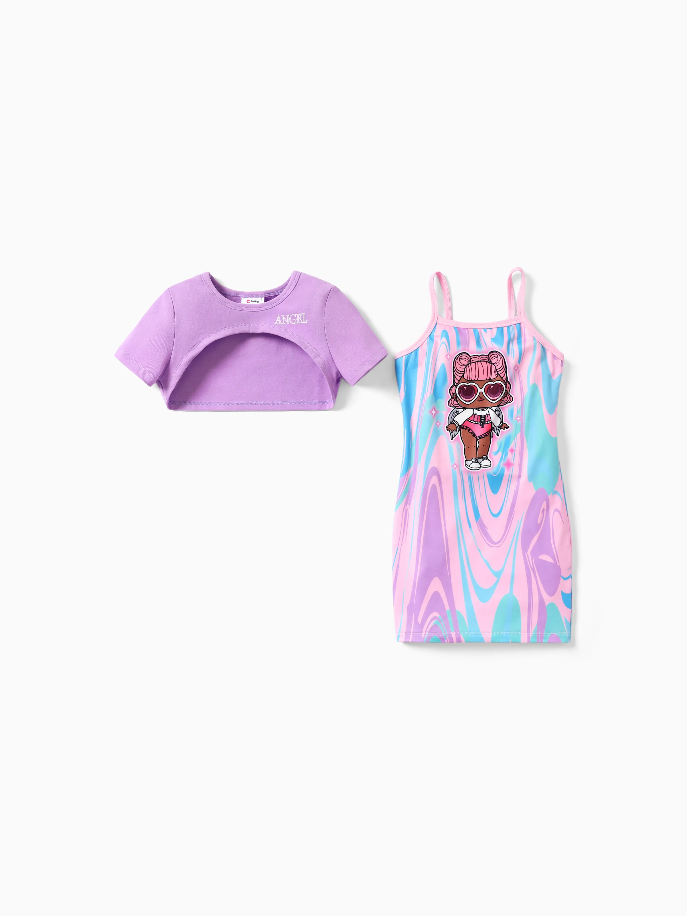 L.O.L. SURPRISE ! 2pcs enfant en bas âge/enfant fille Tee et Tyedyed/léopard imprimé robe ensemble