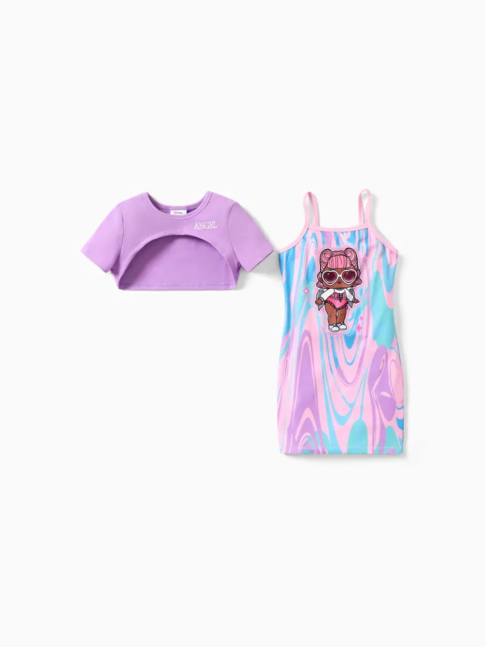 L.O.L. SURPRISE! 2pcs Toddler/Kid Girl Tee and Tyedyed/Leopard Print  Dress Set