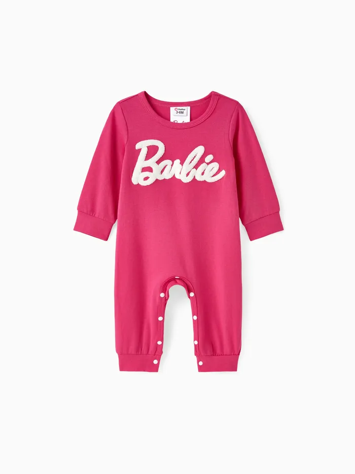 Barbie Baby Girl Letter Embroidered Long-sleeve Jumpsuit