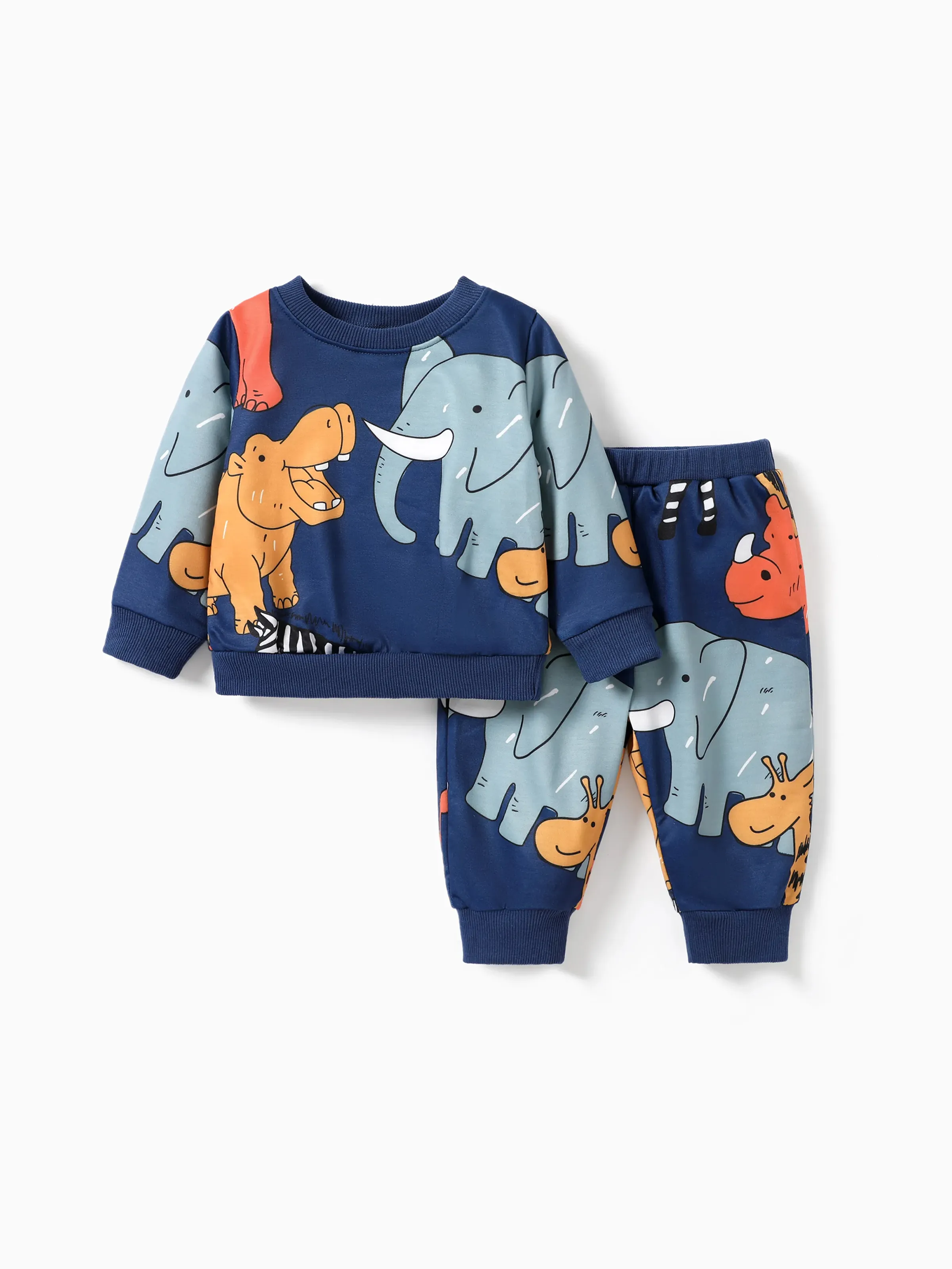 

2pcs Baby Boy Animal-patterned Childlike Style Set