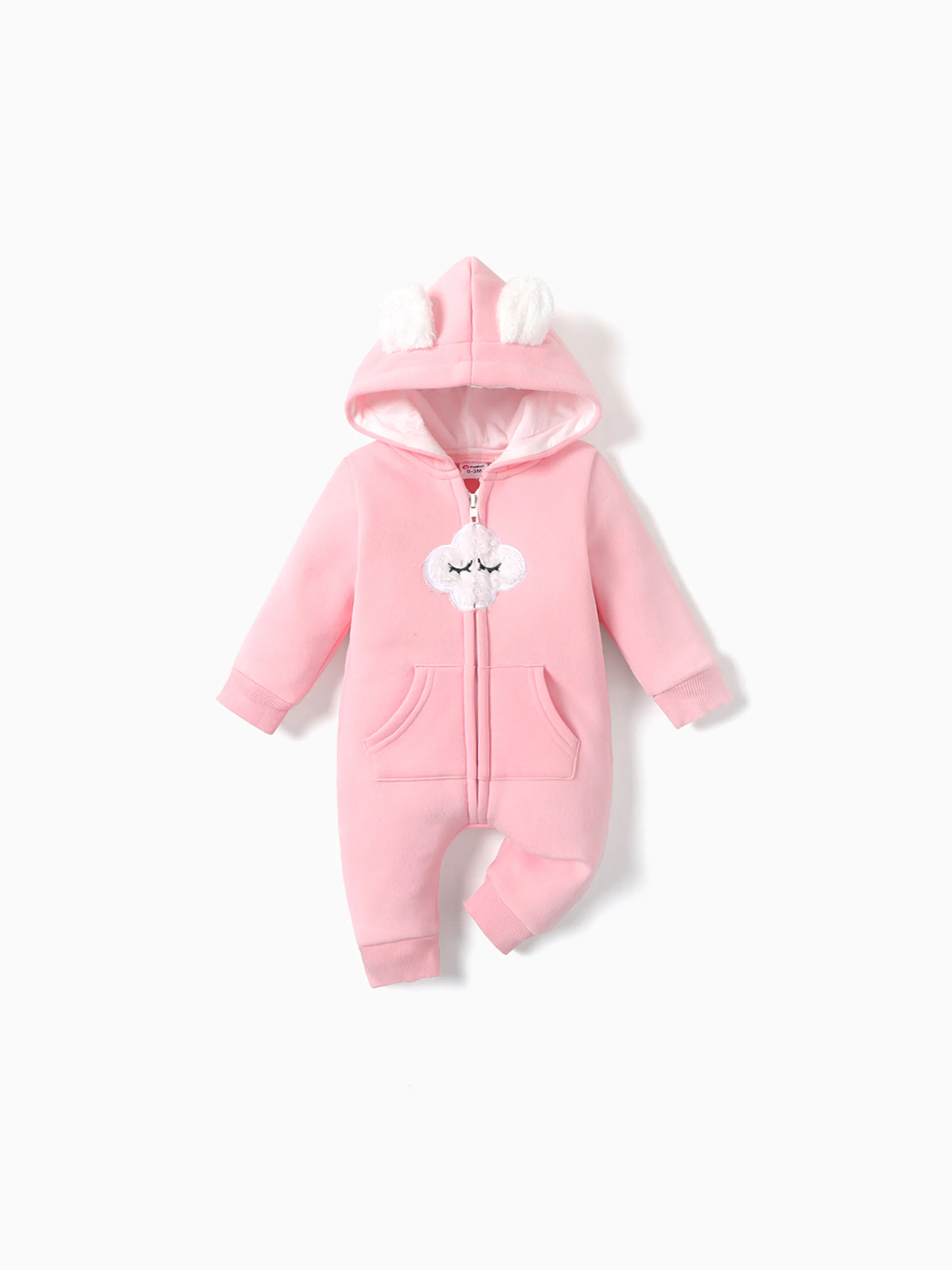 Mono Con Cremallera Y Capucha Con Forro Polar Térmico Con Diseño De Nube Para Bebé Niño/niña