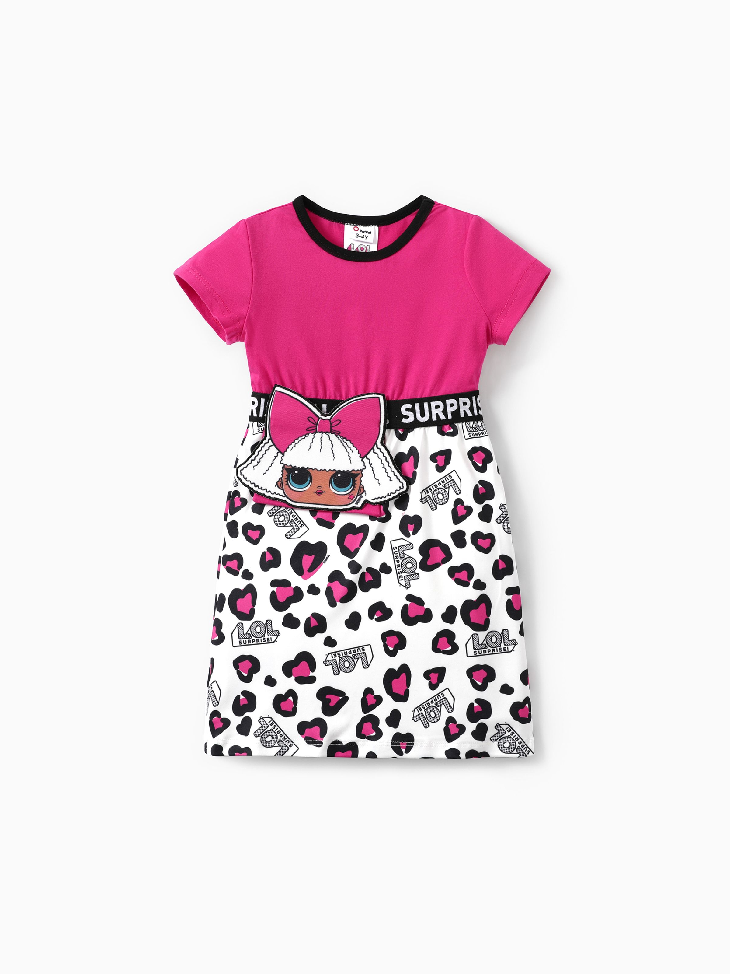

LOL Surprise 1pc Toddler/Kids Girls Character Print Striped/ Leopard Dress"