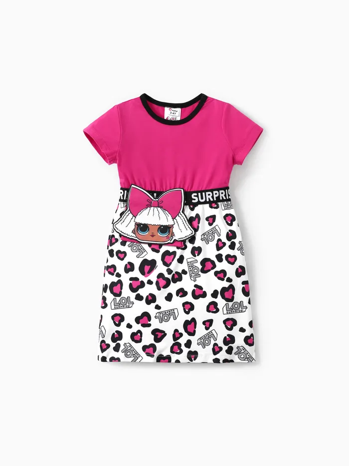 "LOL Surpresa 1pc Toddler/Kids Girls Character Print Listrado/ 
Vestido de Leopardo"
