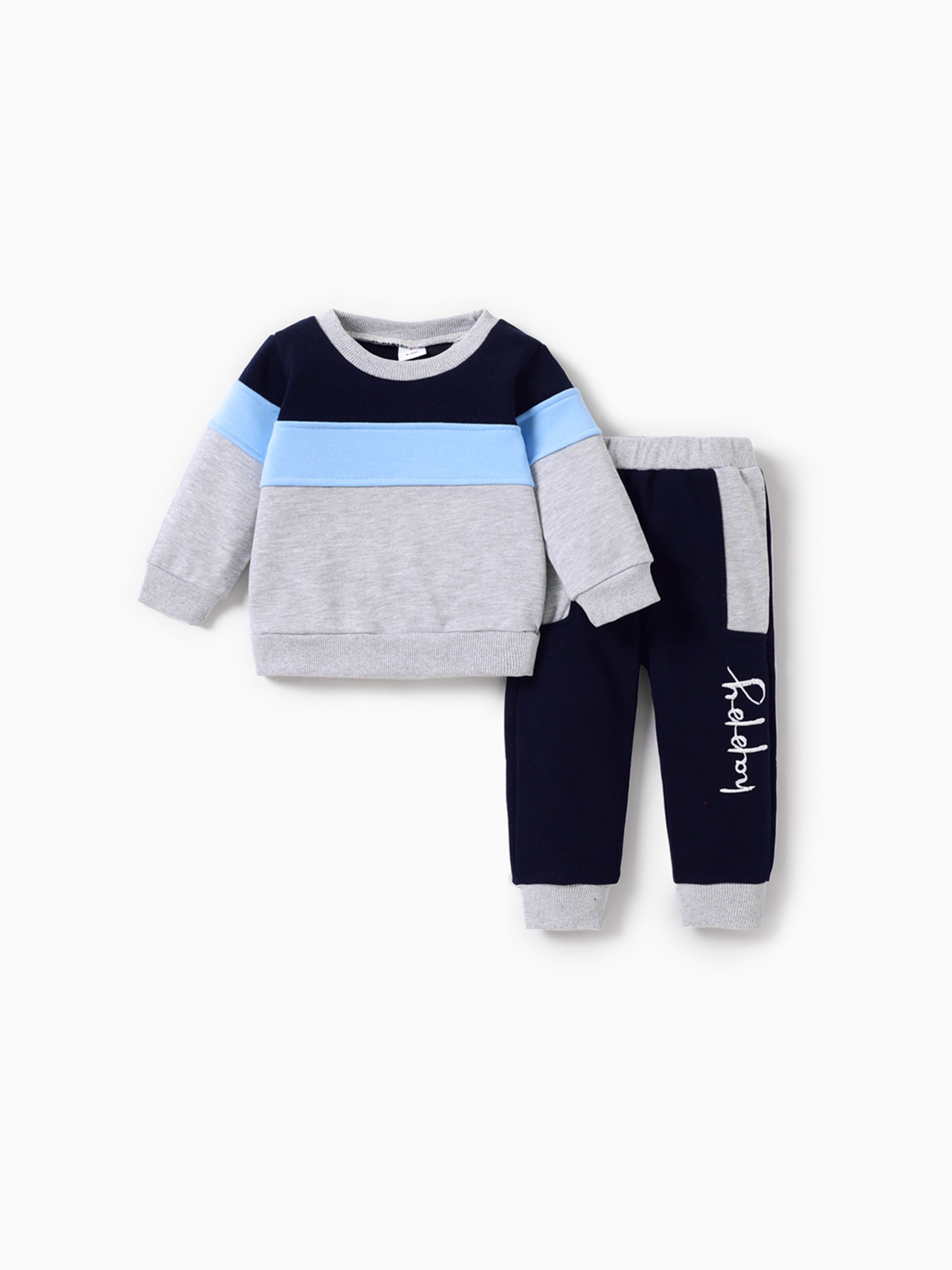 

2pcs Baby Colorblock Long-sleeve Sweatshirt and Sweatpants Set