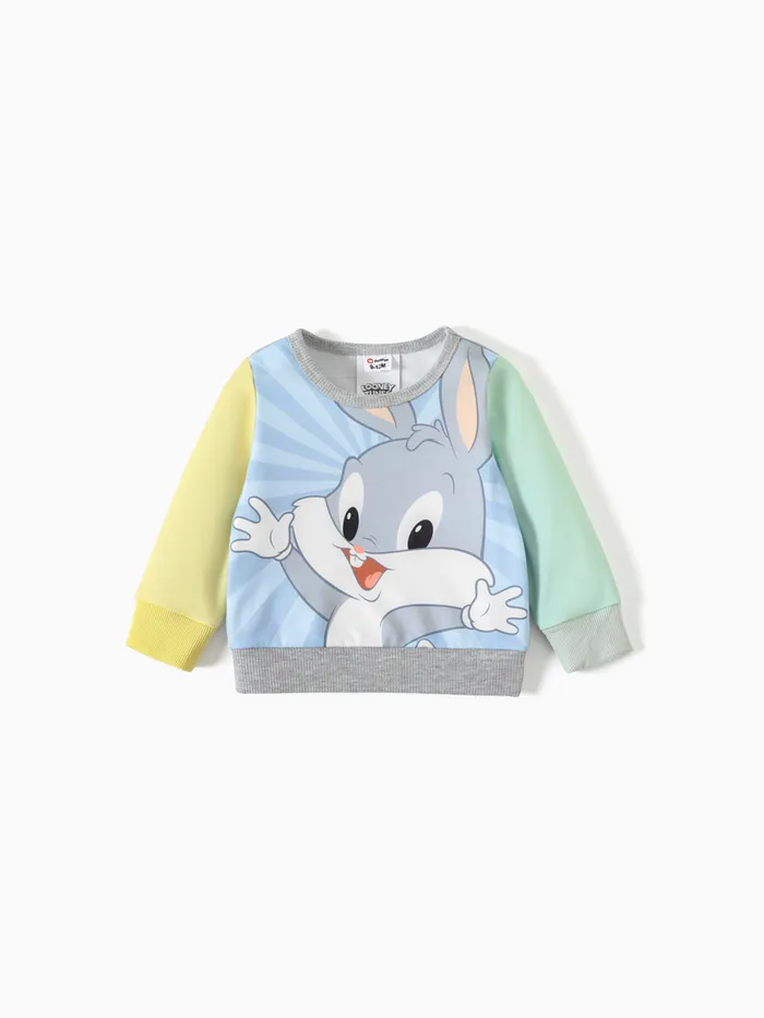 Looney Tunes Baby Boy/Girl Cartoon Print Colorblock Long-sleeve Sweatshirt