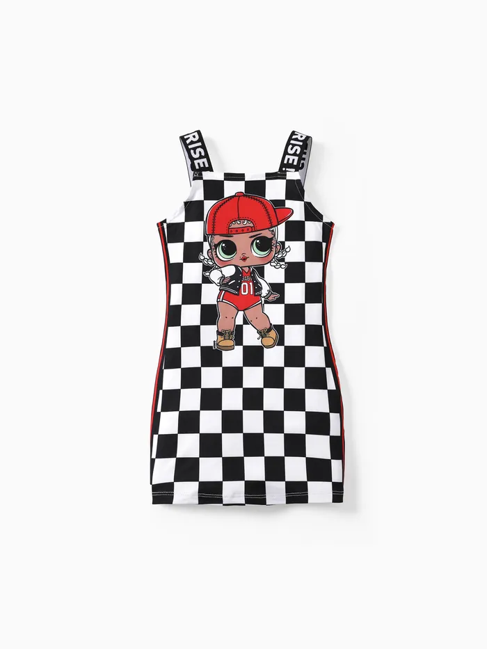 L.O.L.  Surpresa 1pc Toddler/Kids Girls Personagem Print Checkered/Plaid Dress
