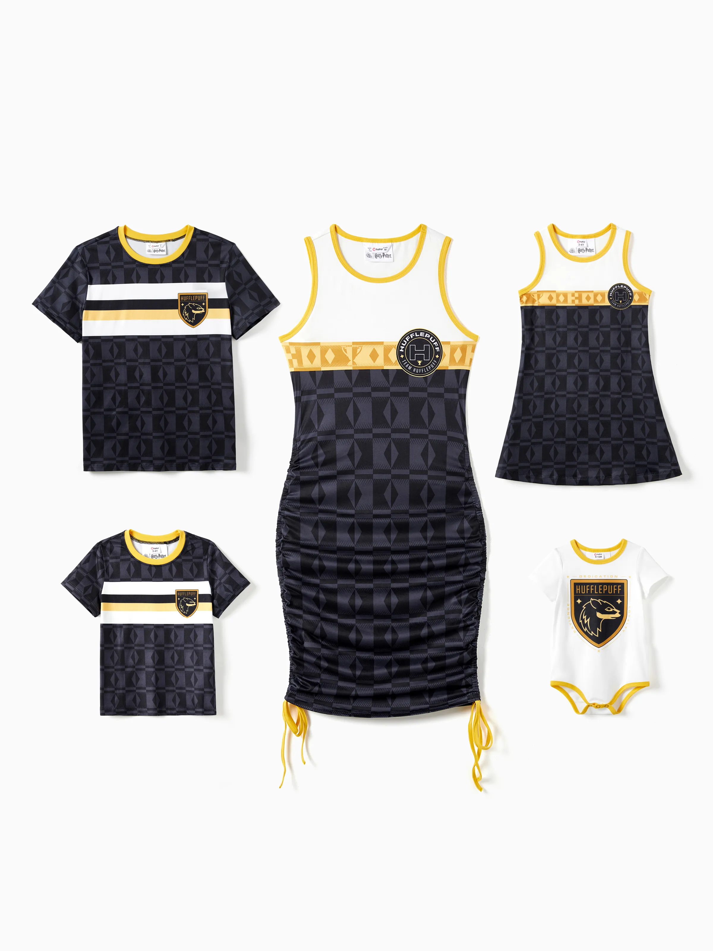 Harry Potter Family Matching Boy/Girl Character Print Hufflepuff T-shirt/Dress 
