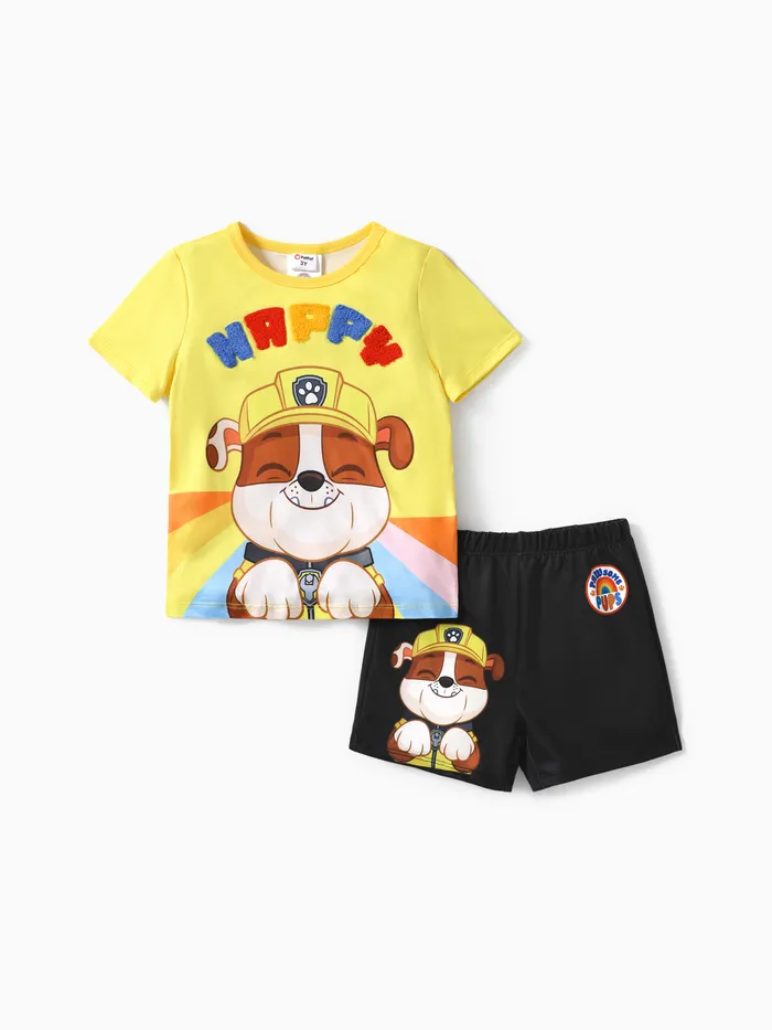 PAW Patrol Toddler Girls/Boys 2pcs Personagem Rainbow Print T-shirt com Shorts Sporty Set