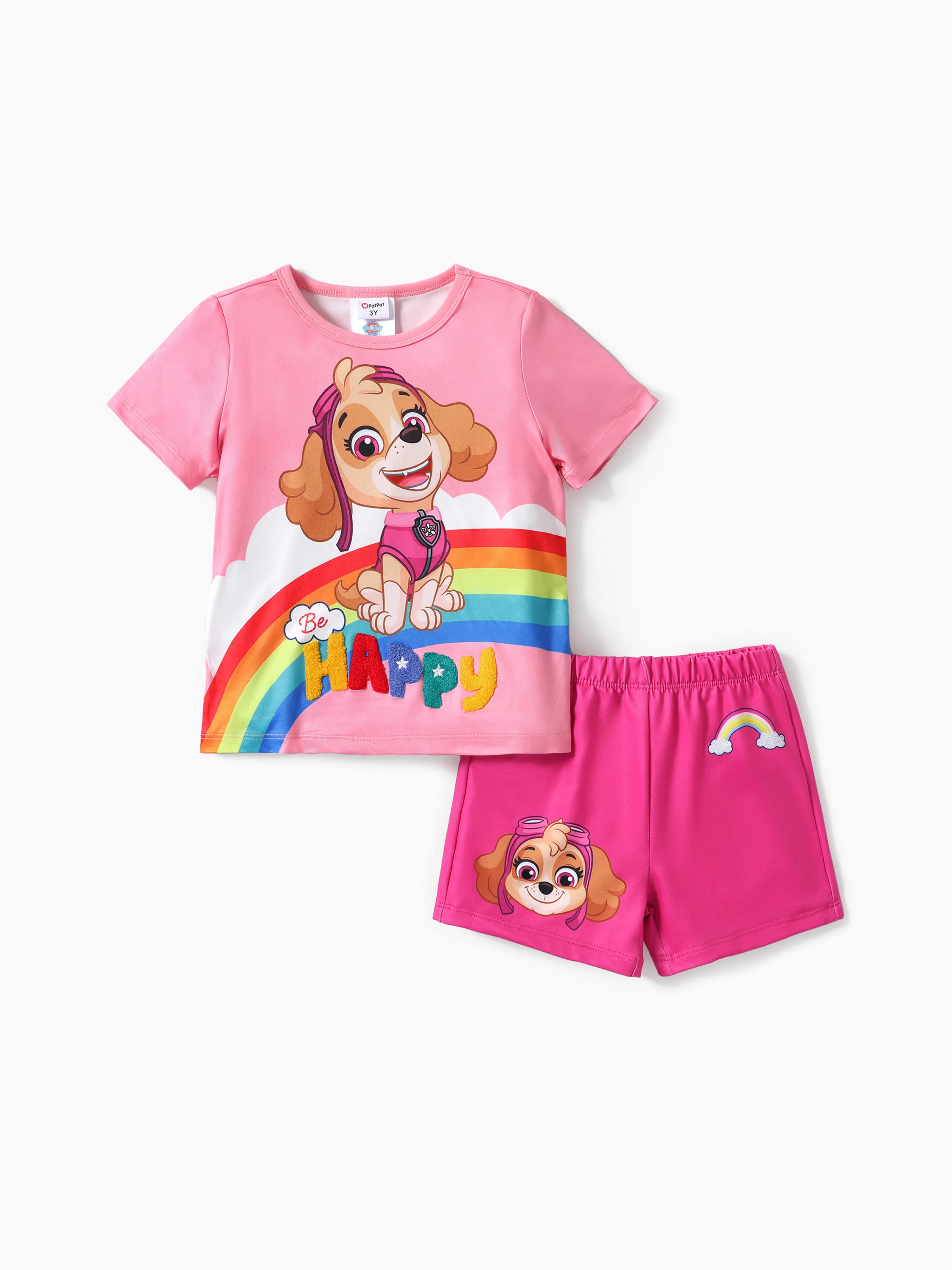 

PAW Patrol Toddler Girls/Boys 2pcs Character Rainbow Print T-shirt with Shorts Sporty Set