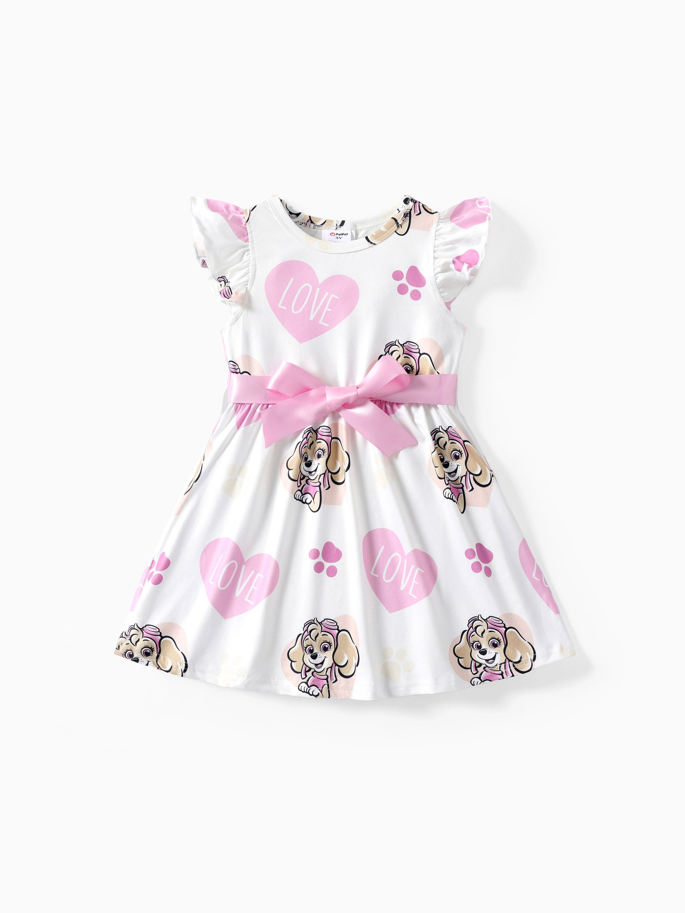 

Paw Patrol Toddler Girls Mother's Day 1pc Character Print Bow-tie Ruffled-sleeve Dress