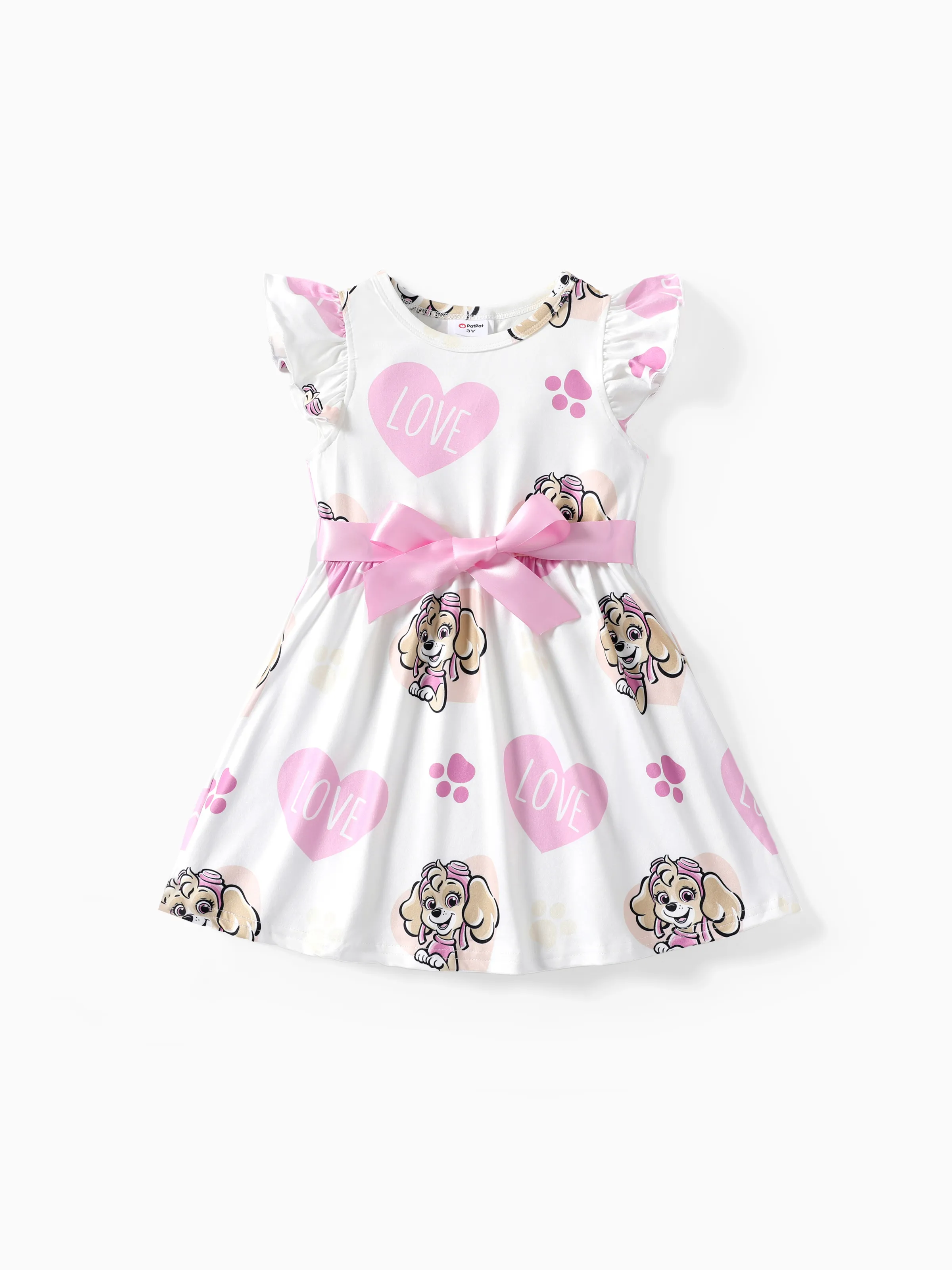 Conjunto de vestido de niña pequeña con mangas de mariposa en forma de corazón para el Día de la Mad