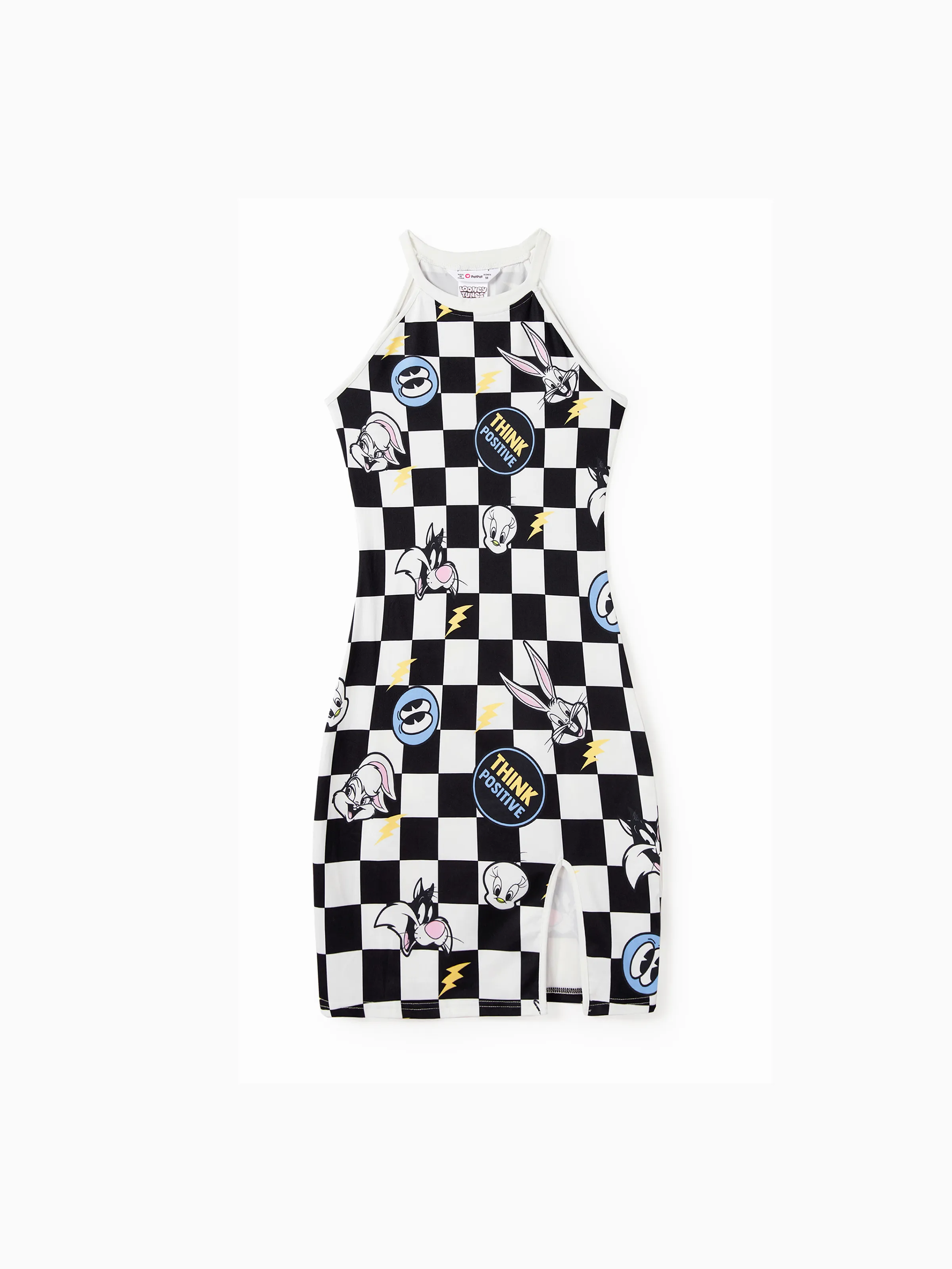 

Looney Tunes Family Matching Black and White Checkered with Character Print Tee/Sleeveless Halter Dress/Romper