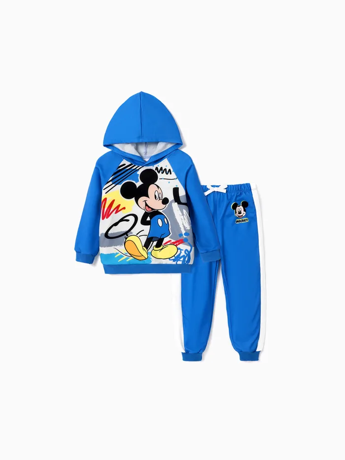 Disney Mickey and Friends Toddler Boy Character Print Long-sleeve Hooded Top and Pants Set