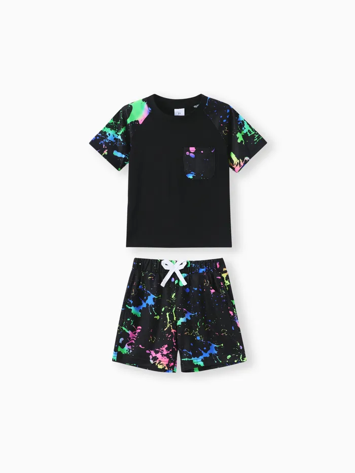 Toddler Boy 2pcs Graffiti Print Tee and Shorts Set