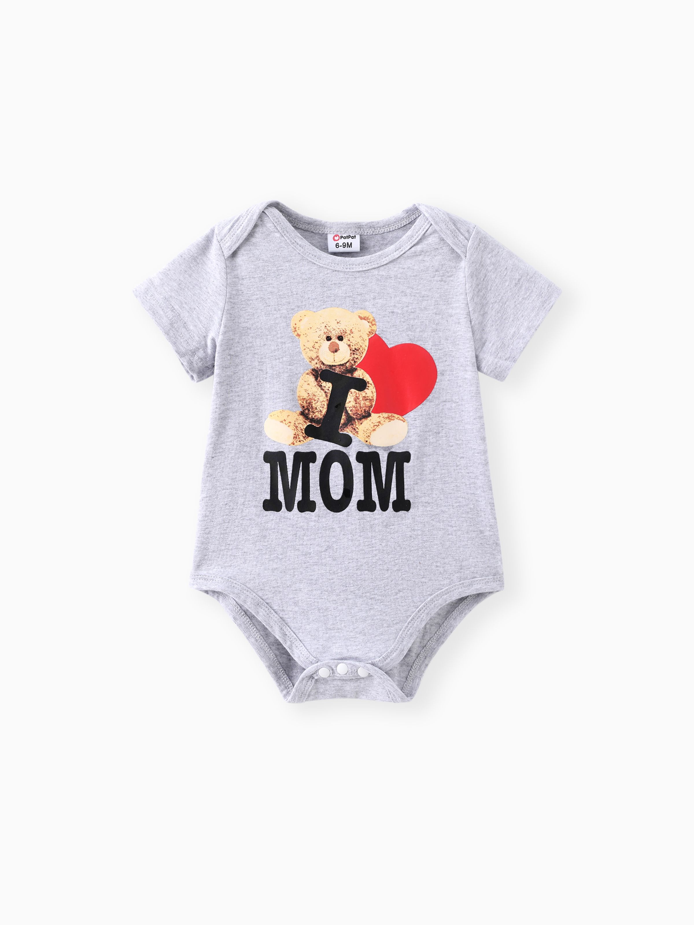 

Baby Boy/Girl 95% Cotton Short-sleeve Bear & Letter Print Romper