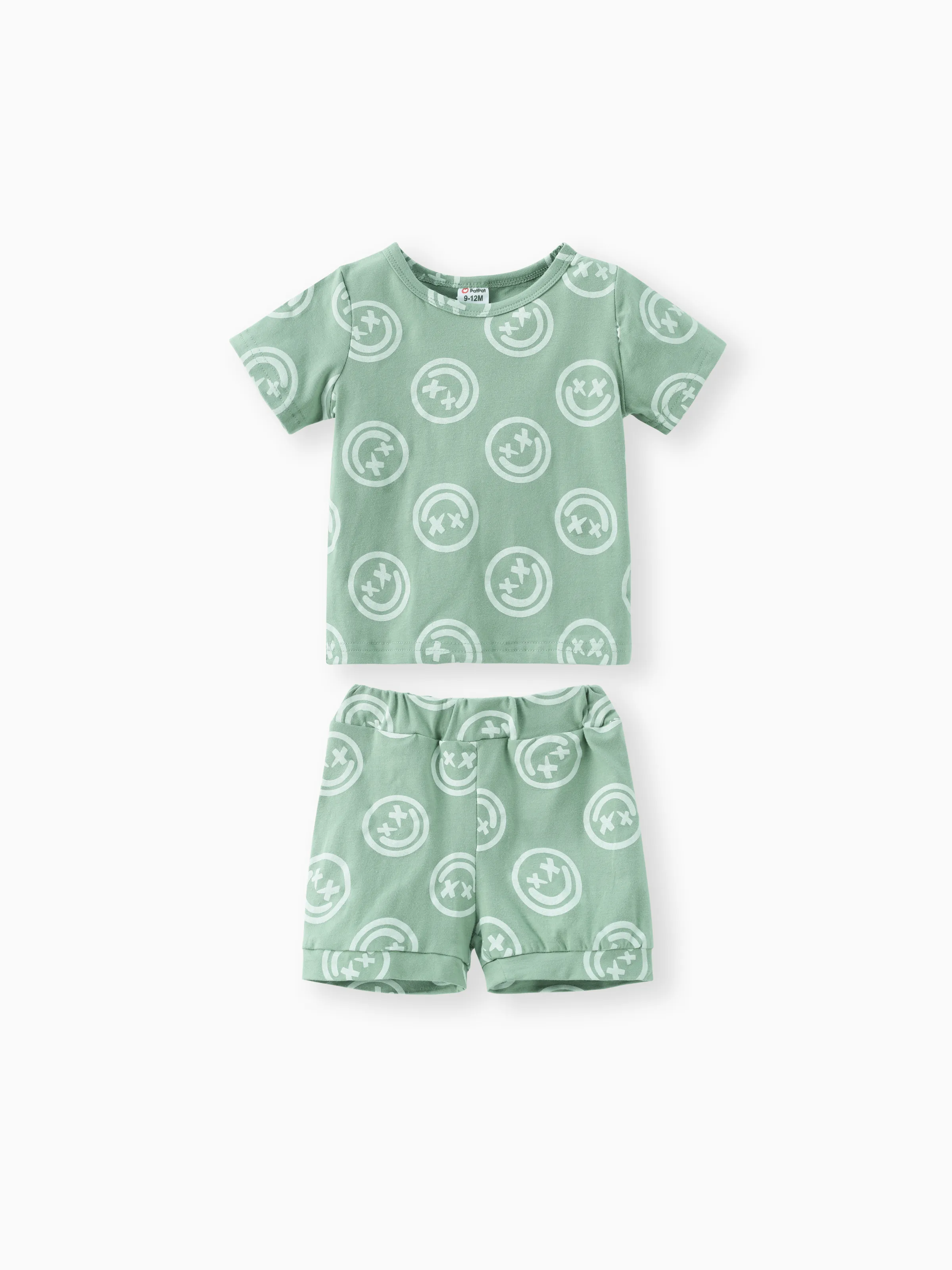 

2pcs Baby Boy/Girl 95% Cotton Short-sleeve Allover Print Tee & Shorts Set