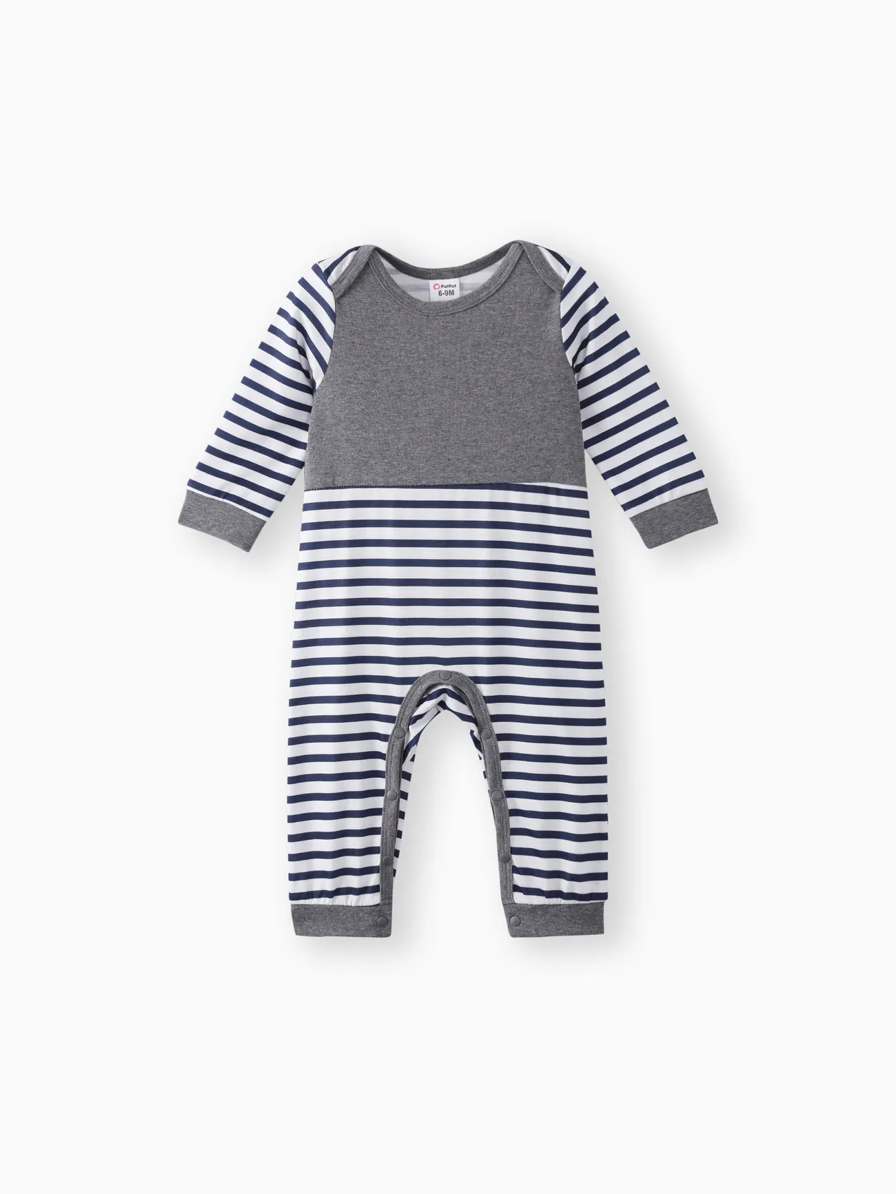 

Baby Boy All Over Striped/Star Print Long-sleeve Jumpsuit