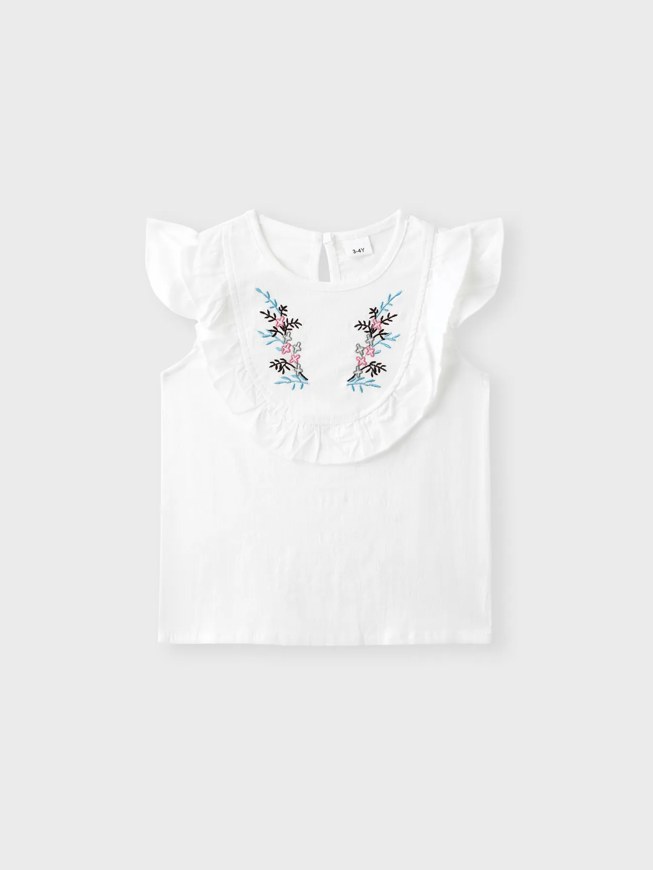 Pink - 2-piece Baby / Toddler Girl Pretty Floral Embroidery Top and Solid Shorts Sets - image 2