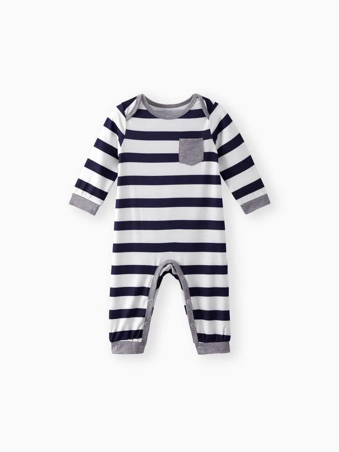 Baby Boy All Over Striped/Star Print Long-sleeve Jumpsuit