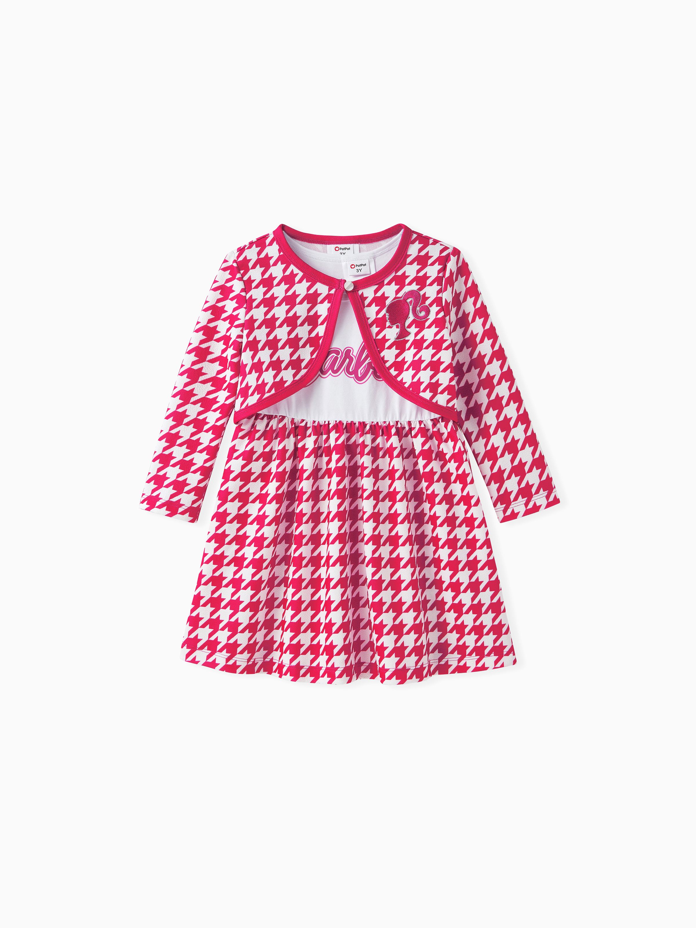 

Barbie Toddler/Kid Girl Character Pattern Long-sleeve Top and Short-sleeve Letter Dress Set
