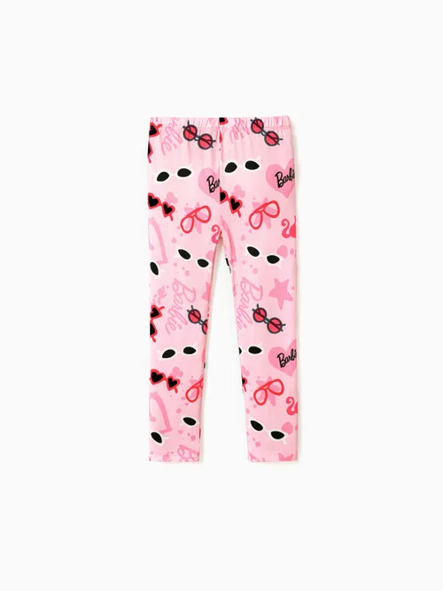 

Barbie Kid Girl Letter/Glasses Print/Houndstooth Elasticized Leggings