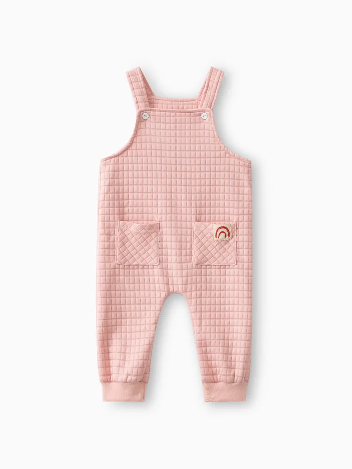 Baby Girl Rainbow Detail Pink Textured Overalls