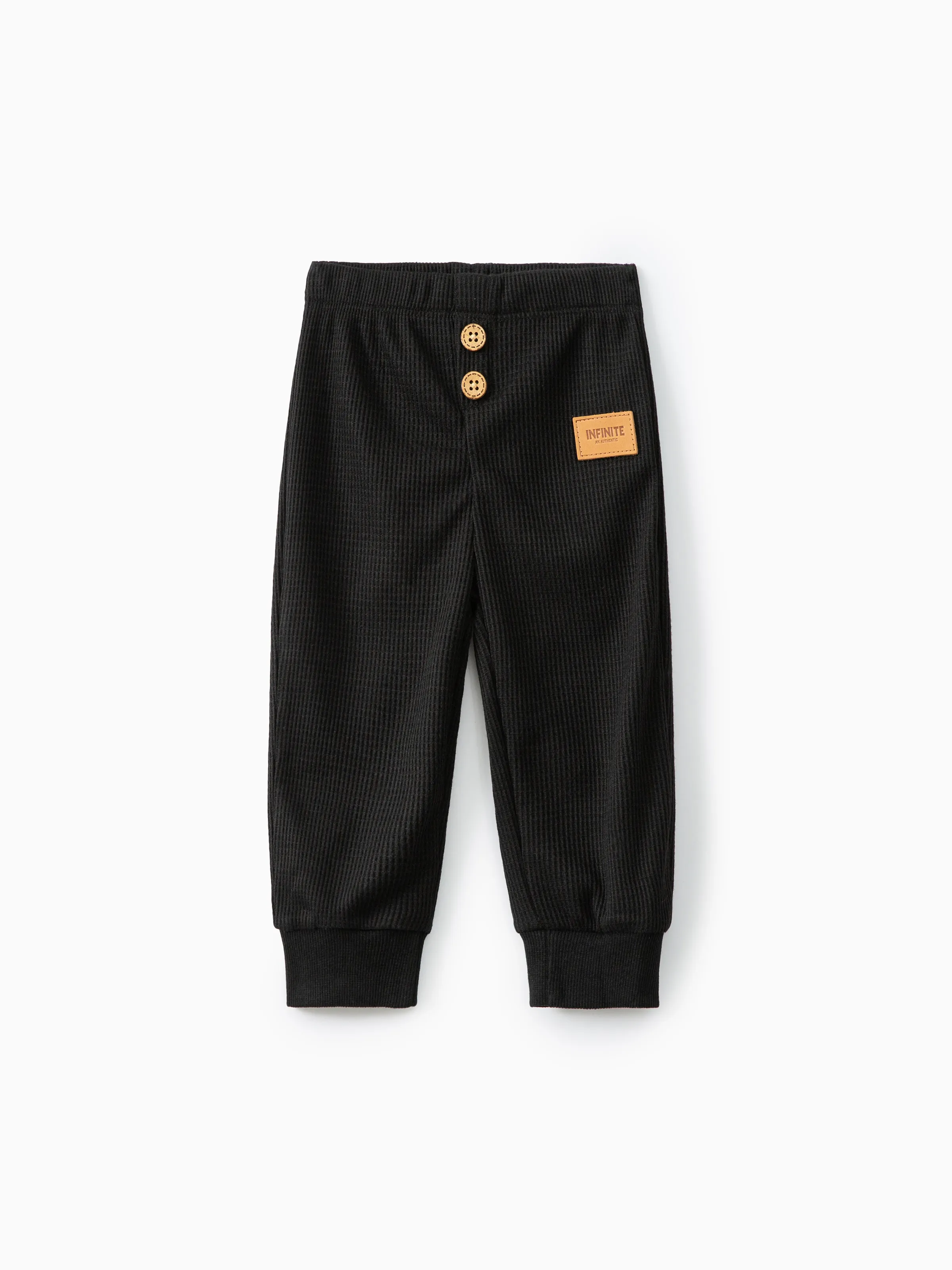 

Baby Boy/Girl Letter Patch Detail Solid Waffle Pants