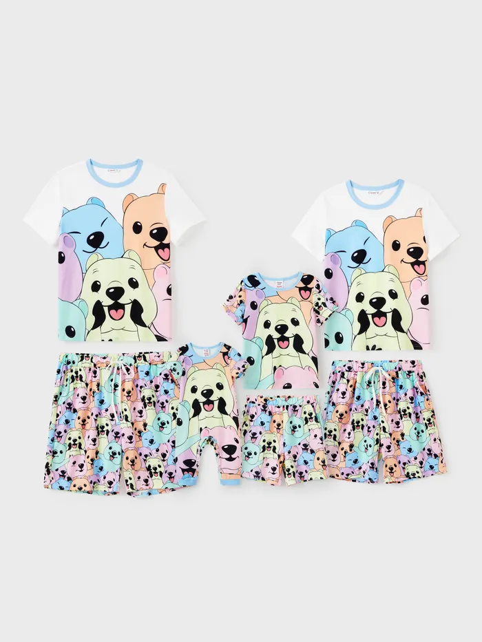 Family Matching Allover Cute Dog Pattern Pajamas (ทนไฟ)
