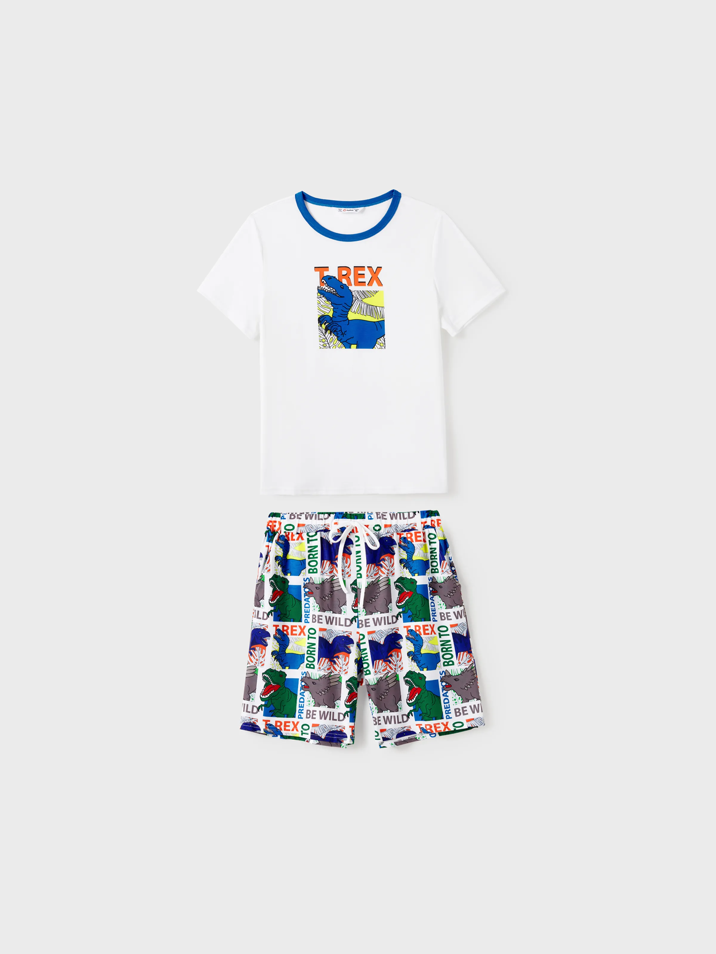 

Family Matching T-REX Short-Sleeve Tee and Allover Dinosaur Shorts Pajamas Sets