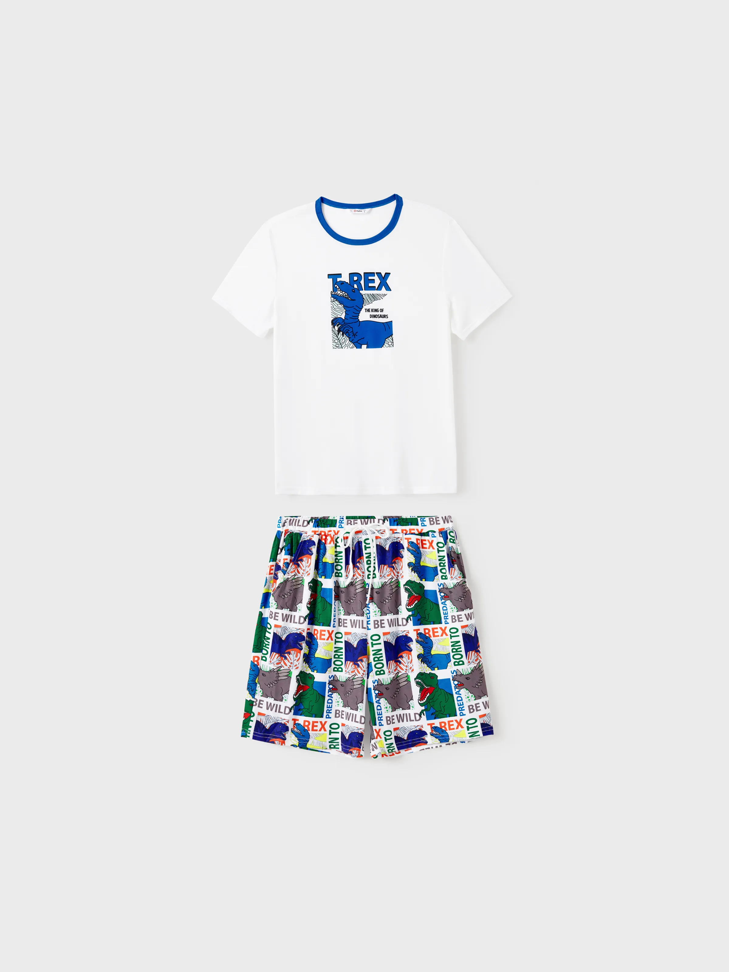 

Family Matching T-REX Short-Sleeve Tee and Allover Dinosaur Shorts Pajamas Sets