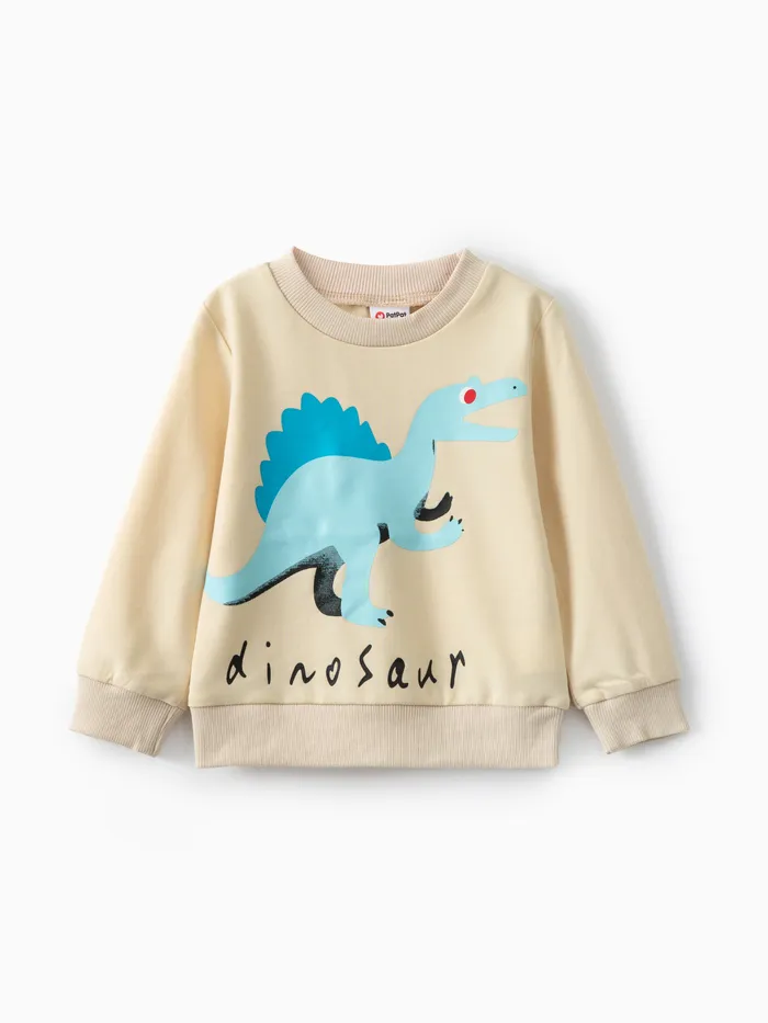 Baby Boy/Girl Dinosaur & Letter Print Long-sleeve Sweatshirt