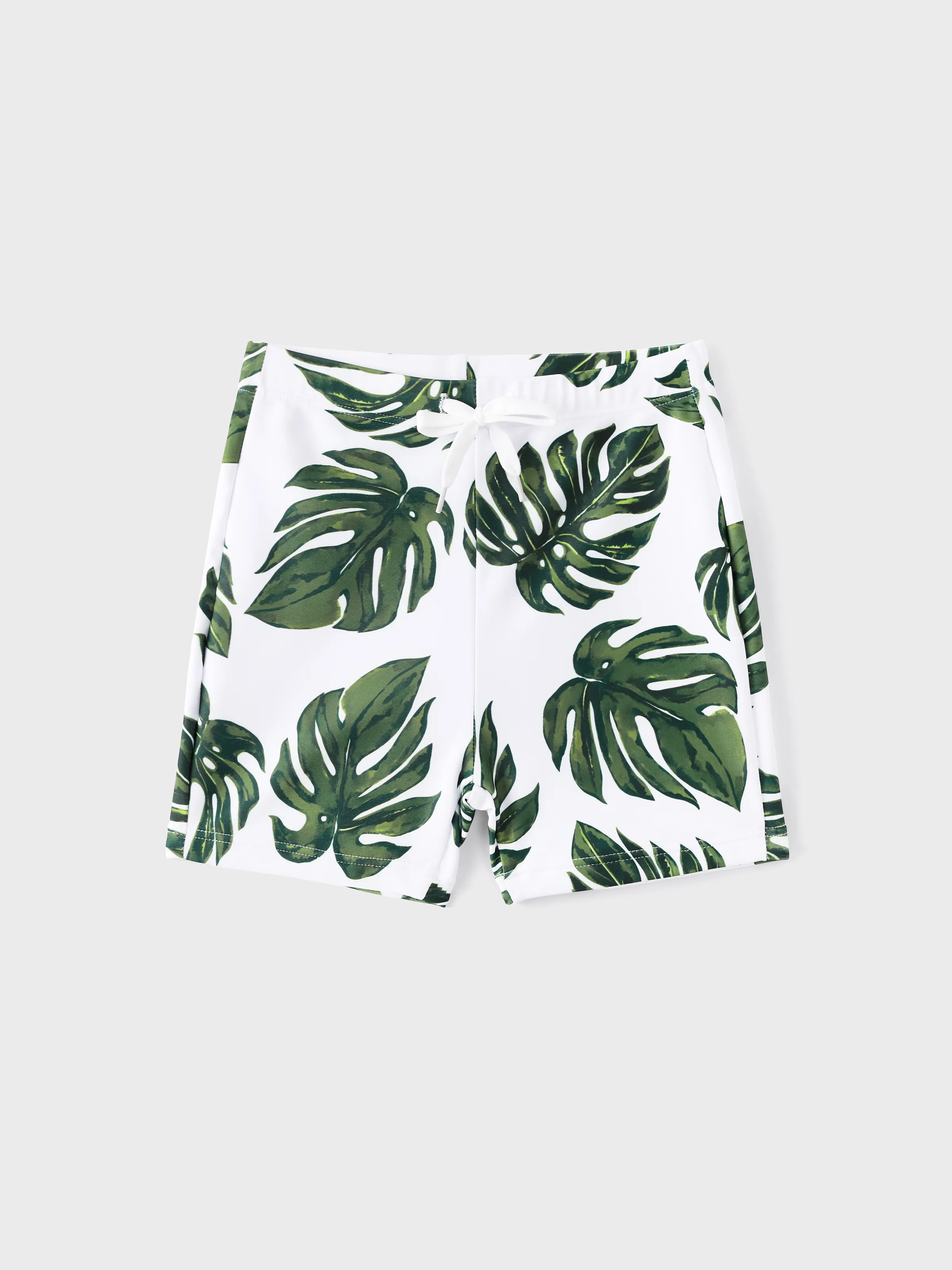 

Family Matching Leaf Pattern Drawstring Swim Trunks or Cross Back Swimsuit