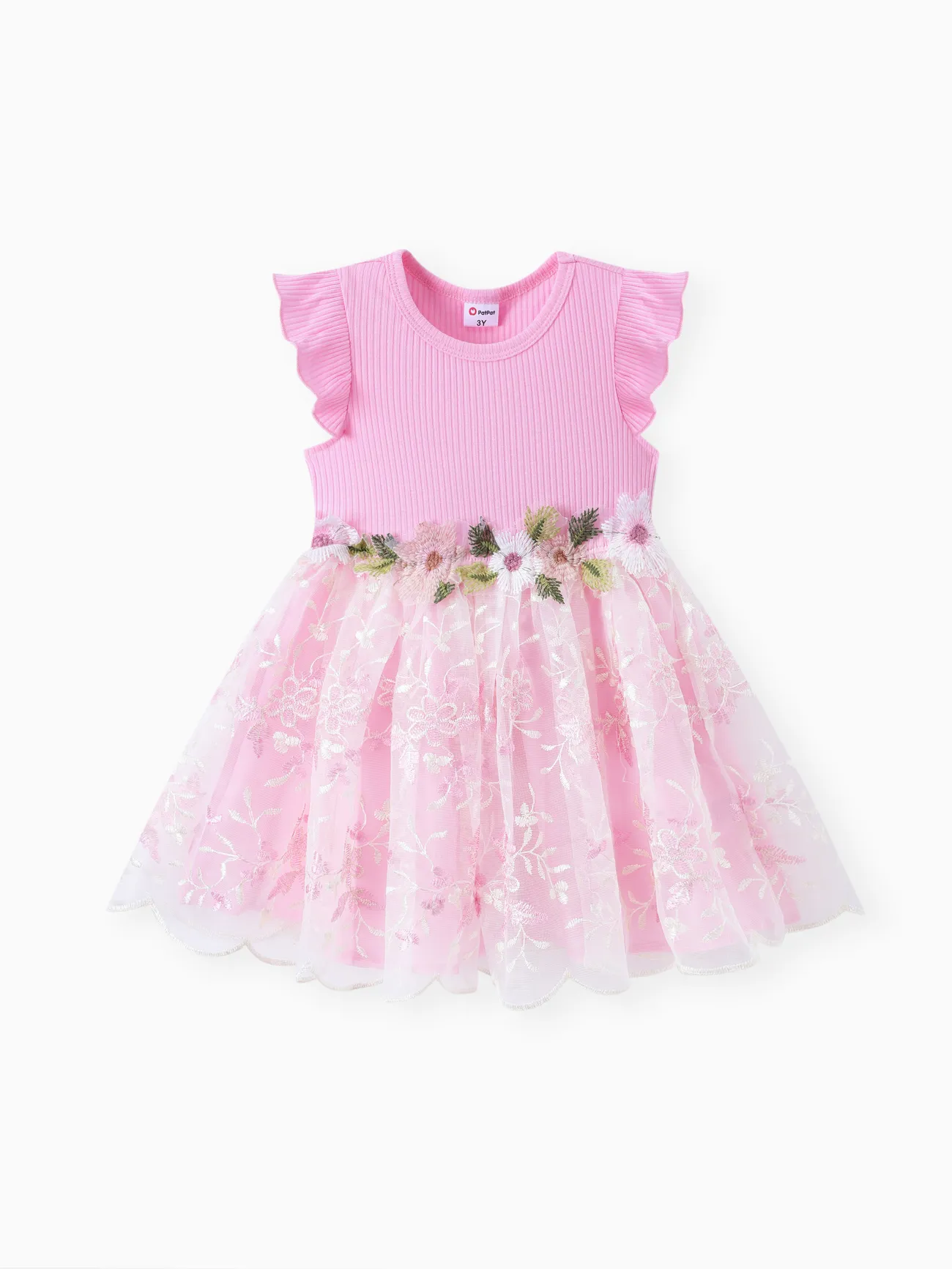 

Baby/Toddler Girl Sweet 3D Flower Mesh Dress