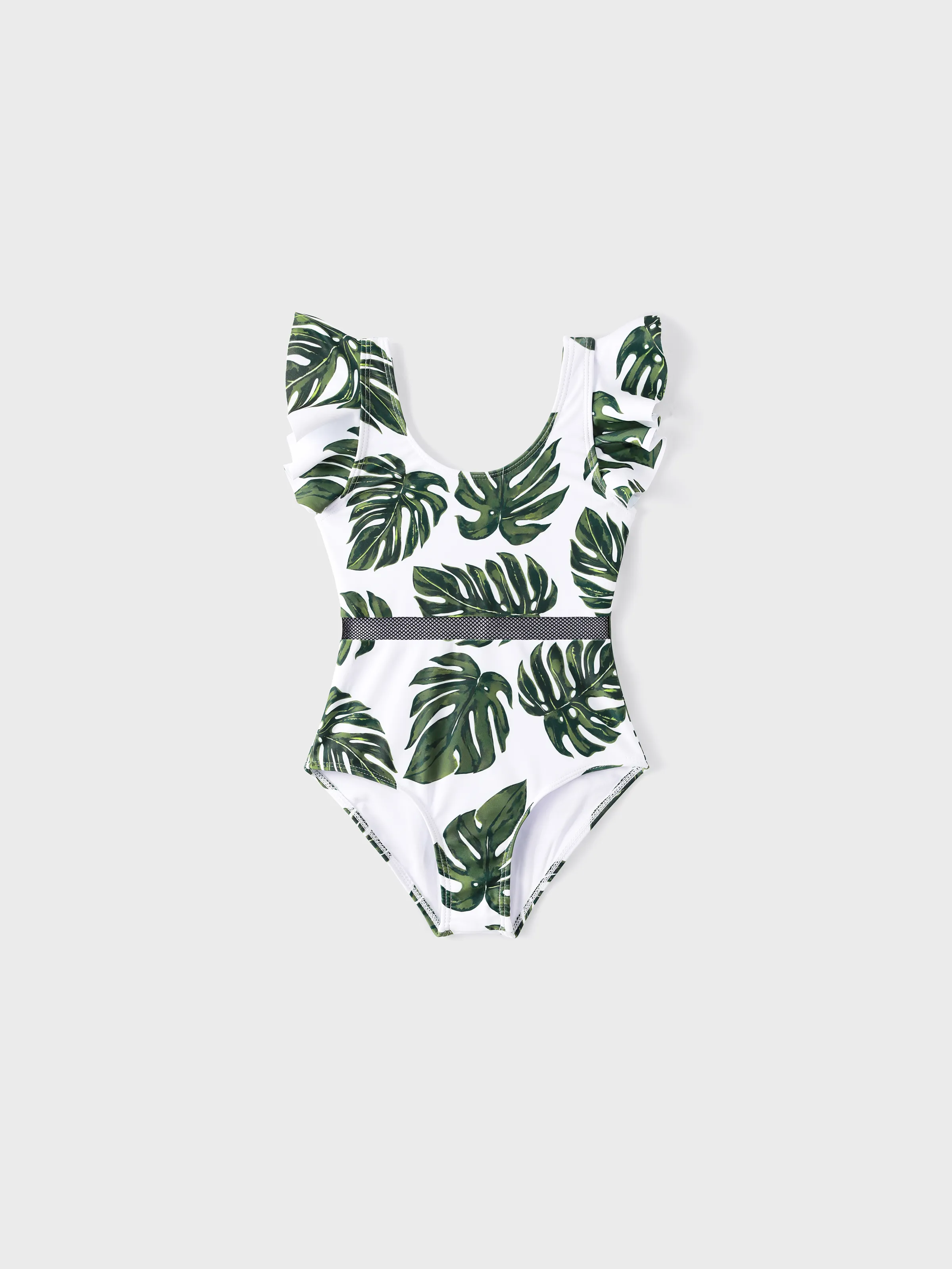 

Family Matching Leaf Pattern Drawstring Swim Trunks or Cross Back Swimsuit